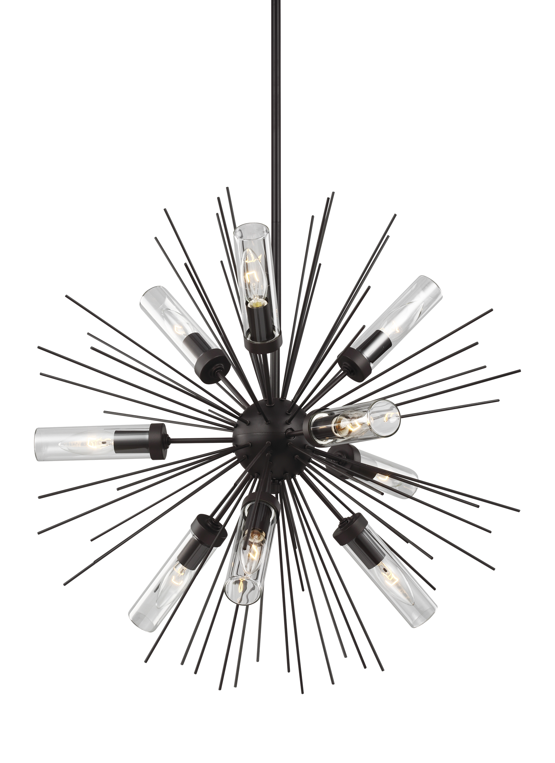 Oil Rubbed Bronze Sputnik Outdoor Chandelier with Clear Glass Shades