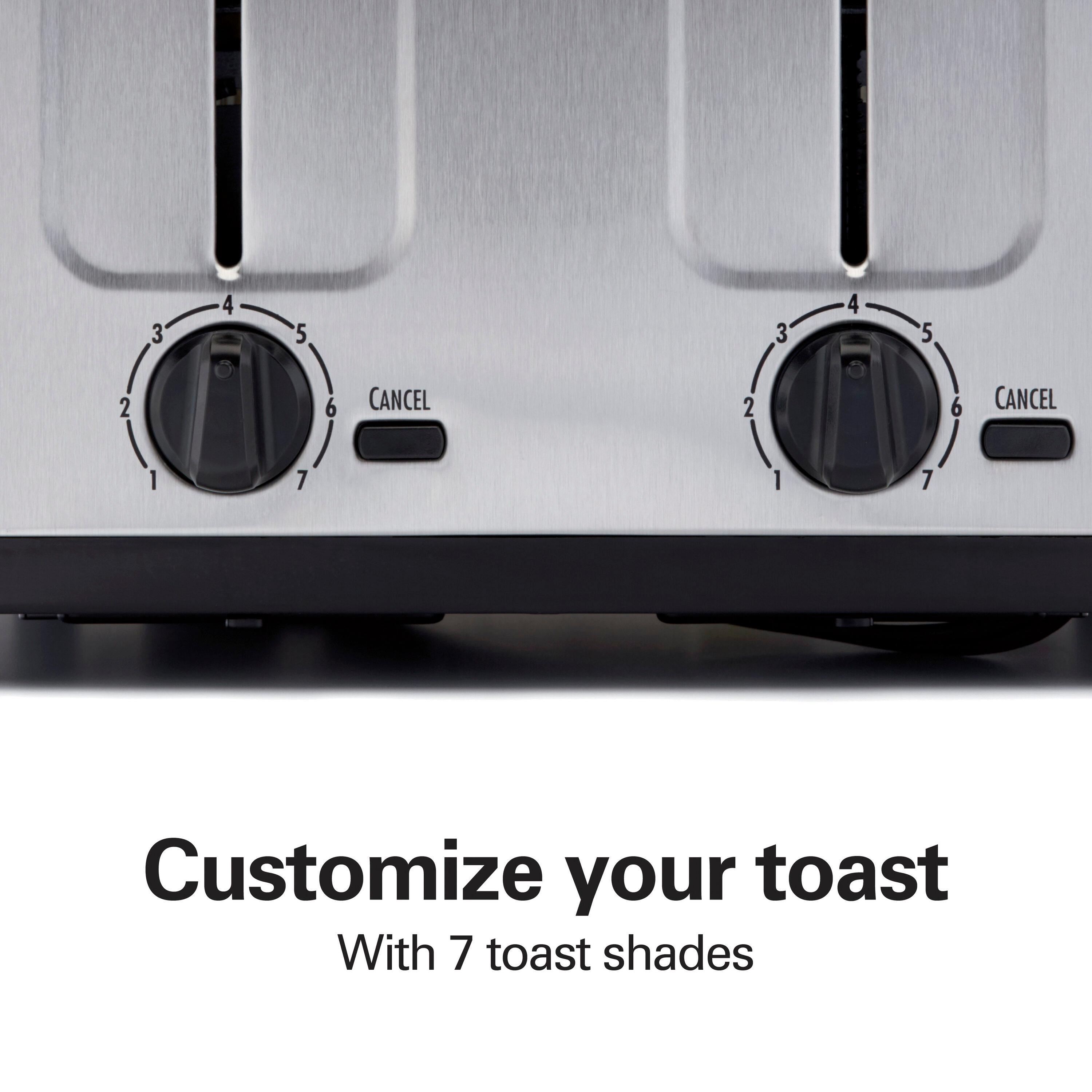 Hamilton Beach® Brushed Stainless Steel 4-Slice Toaster with Extra Wide Slots for Bagels, Shade Selector, Toast Boost, Slide-Out Crumb Tray, Auto-Shutoff and Cancel Button