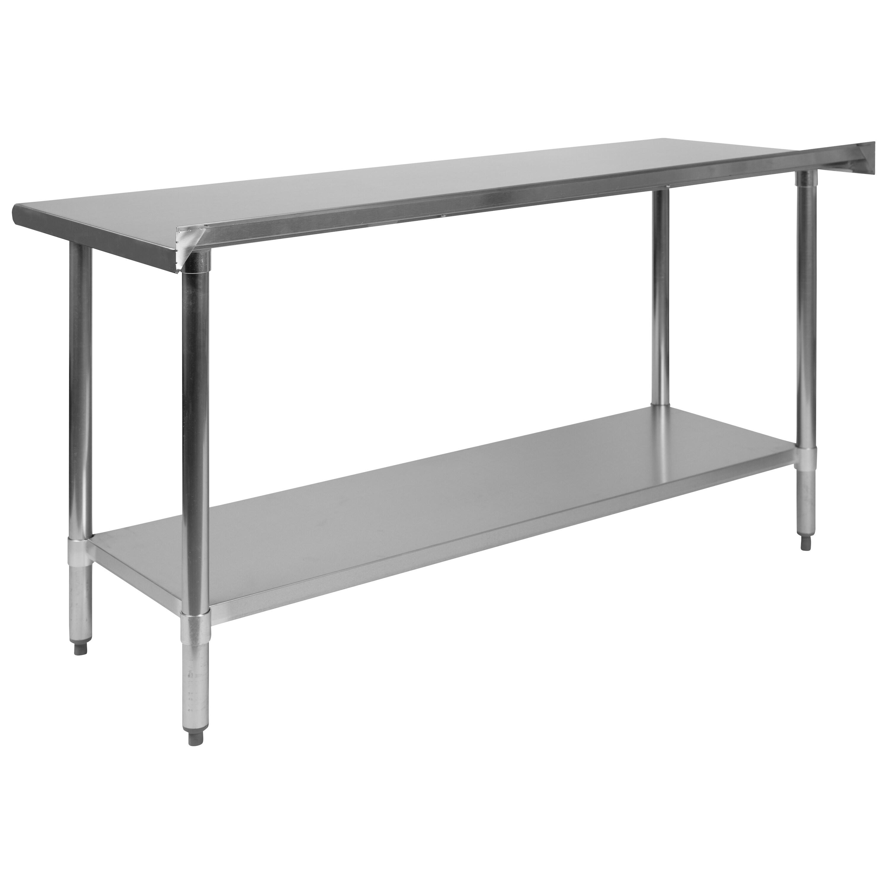 Woodford Stainless Steel Prep and Work Table with Backsplash and Undershelf by Flash Furniture