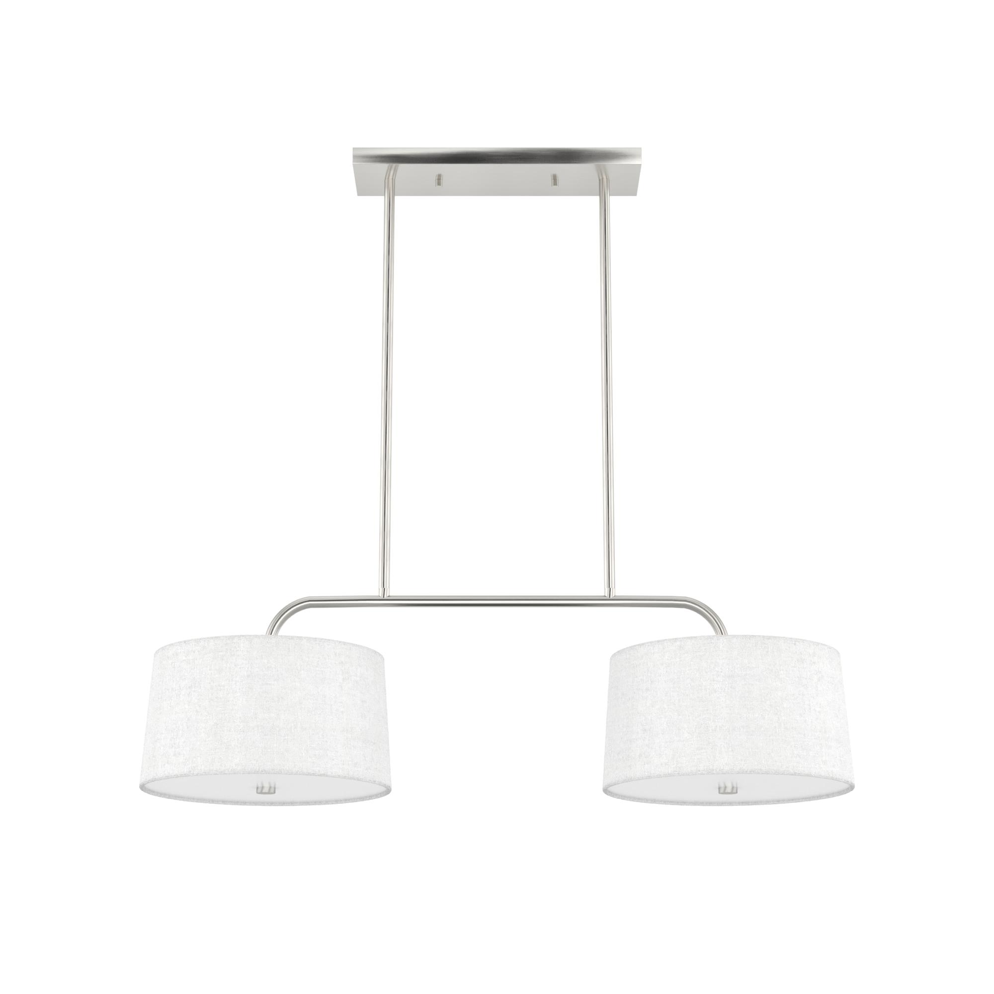 Hunter - Cottage Hill 4-light Brushed Nickel, Large Chandelier, Dimmable, Modern Style, Linear Shaped, for Bedrooms, Kitchens, Dining, Living Rooms - 19892