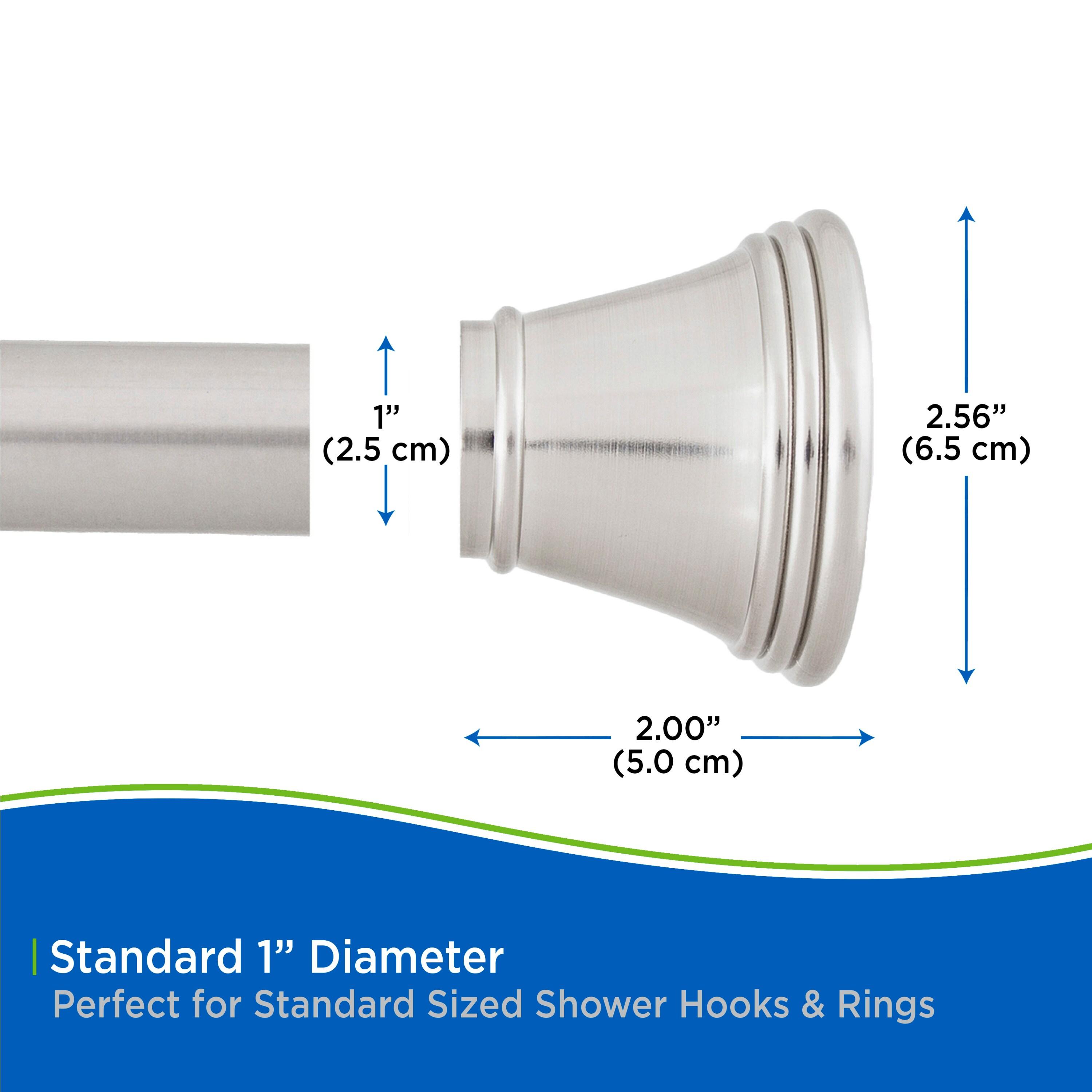 Adjustable Brushed Nickel Tension Shower Curtain Rod 42-72 Inches