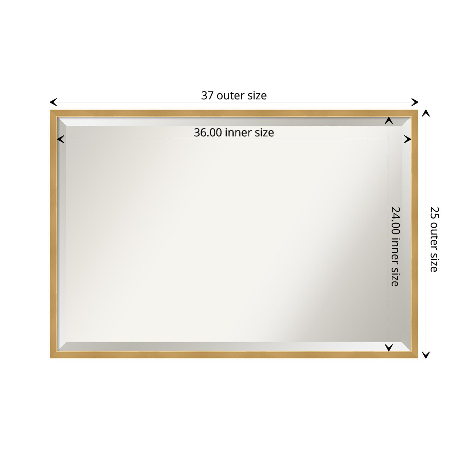 37" x 25" Polished Brass Framed Bathroom Vanity Wall Mirror Gold - Amanti Art: Modern Rectangular, Beveled, Wall-Mounted