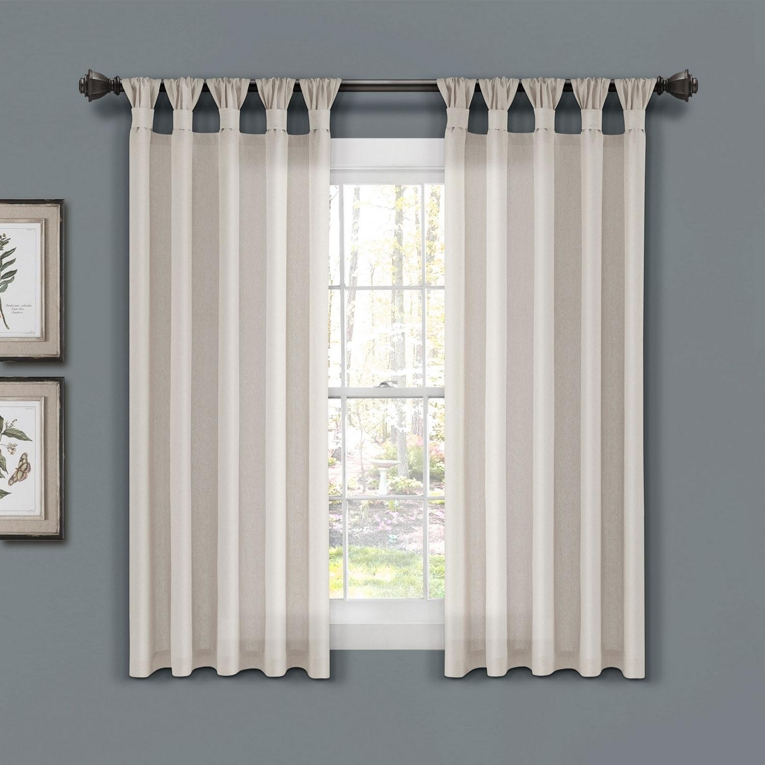 Lush Decor Burlap Knotted Tab Top Semi Sheer Curtain Pair (Set of 2)