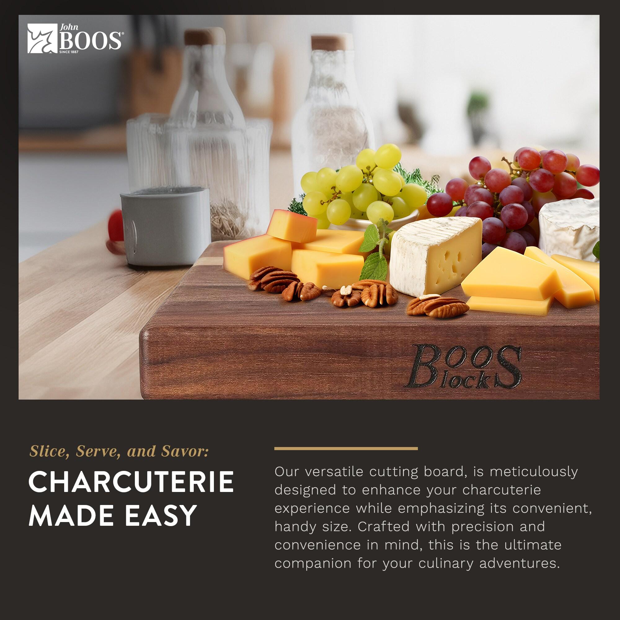 John Boos Gift 1.5" Edge Grain Walnut 12" Square Cutting Board with Wood Feet