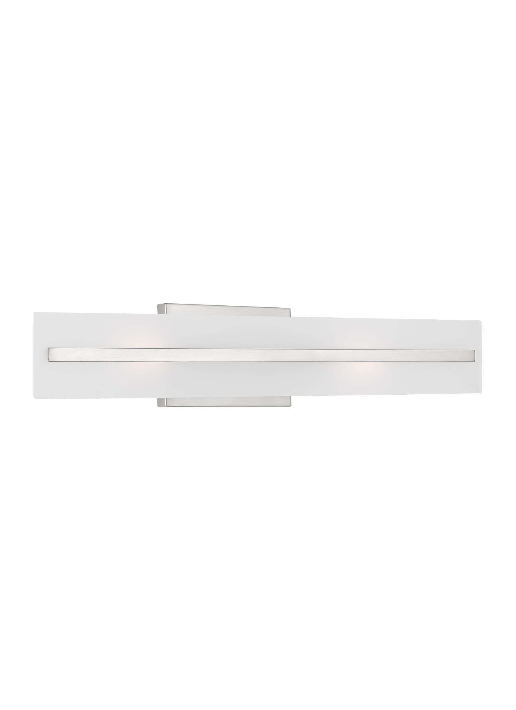 Modern Brushed Nickel 2-Light Bath Vanity with Satin Etched Glass