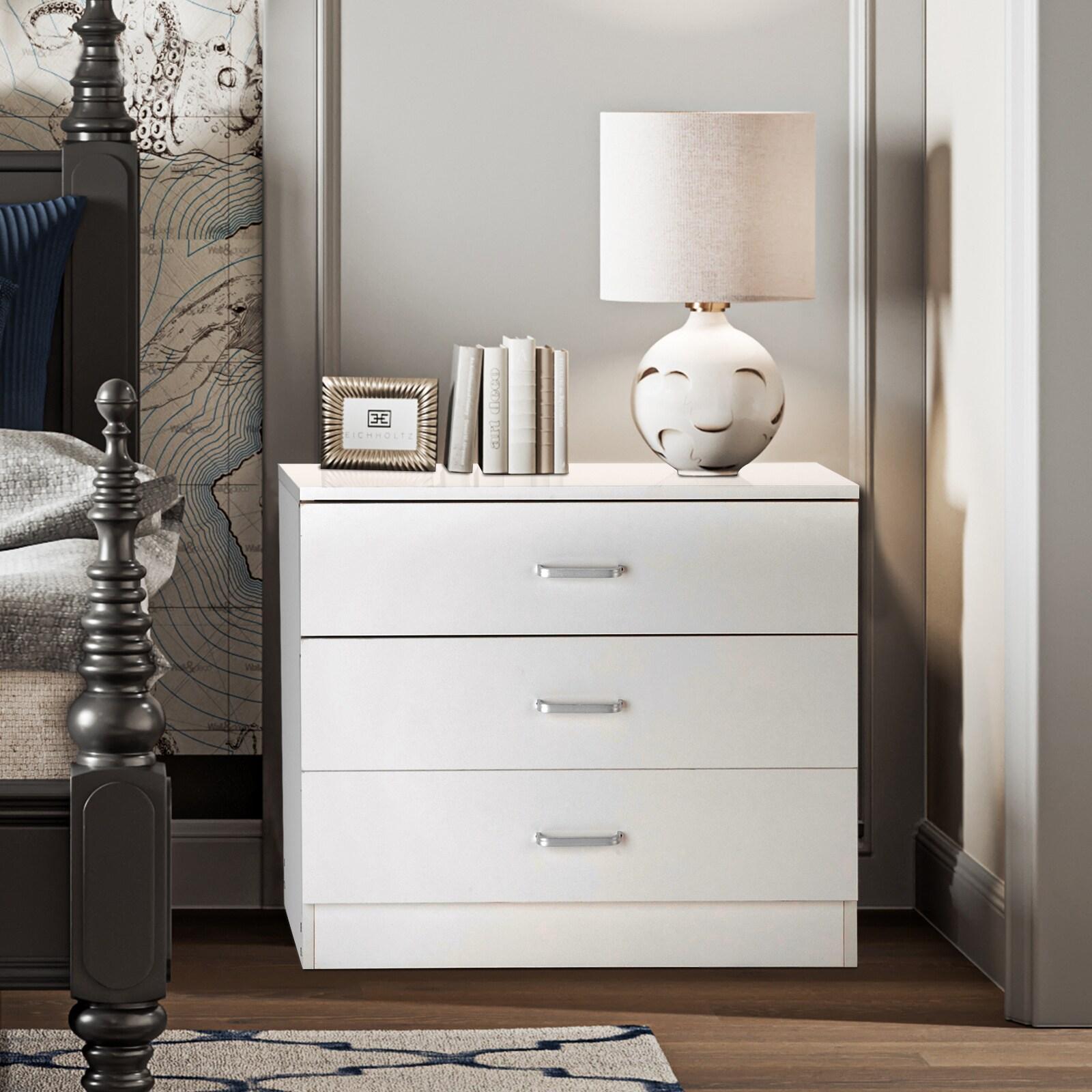 White Dressers for Bedroom, Heavy Duty 3-Drawer Wood Chest of Drawers, Modern Storage Bedroom Chest for Kids Room, White Vertical Storage Cabinet for Bathroom, Closet, Entryway, Hallway, Nursery