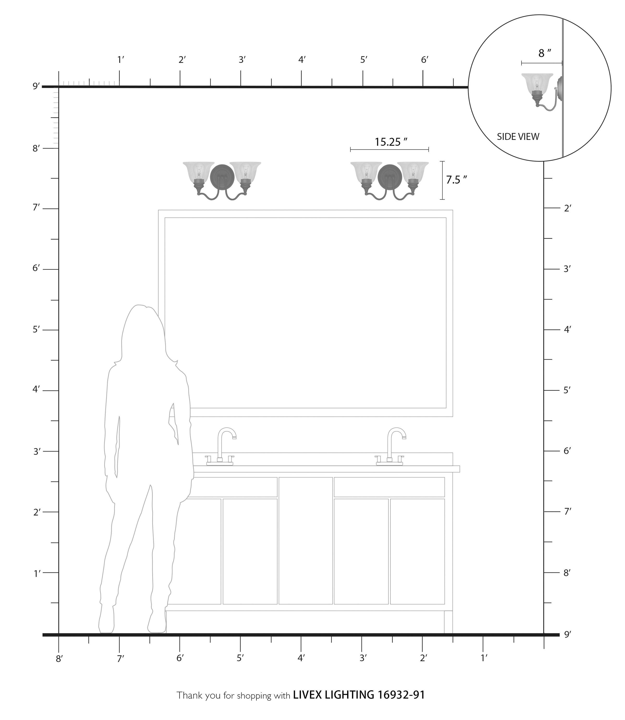Livex Lighting Moreland 2 - Light Vanity in  Brushed Nickel