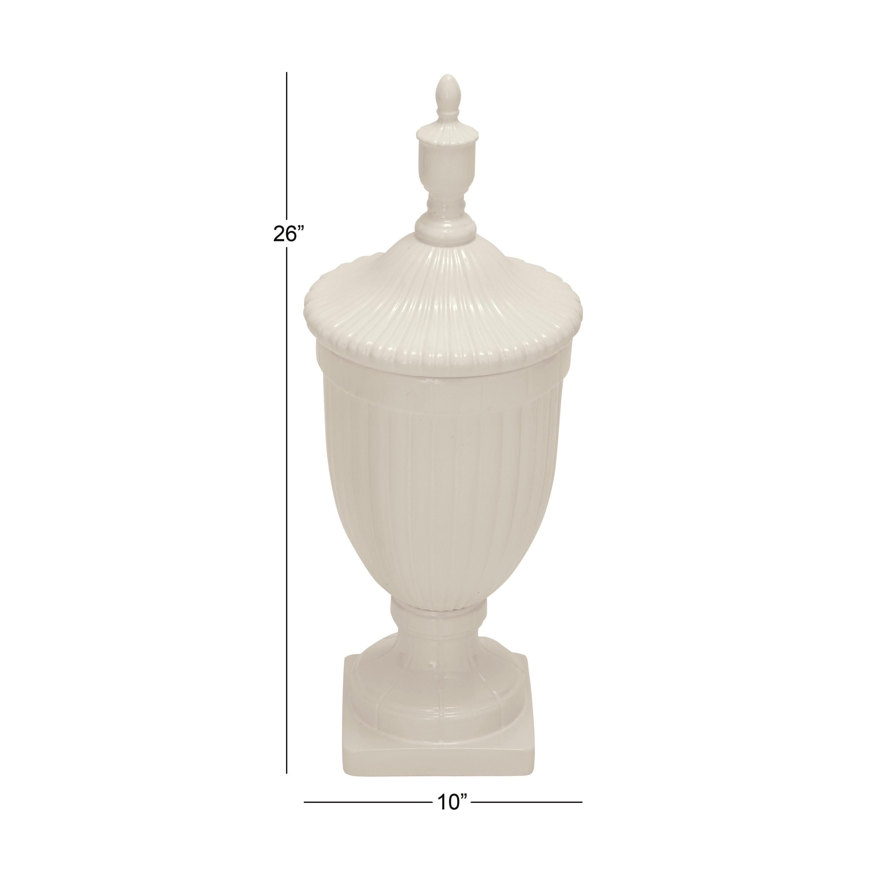 26" Modern Ceramic Urn Vase White - Olivia & May: Large Tabletop Decor, Novelty Design