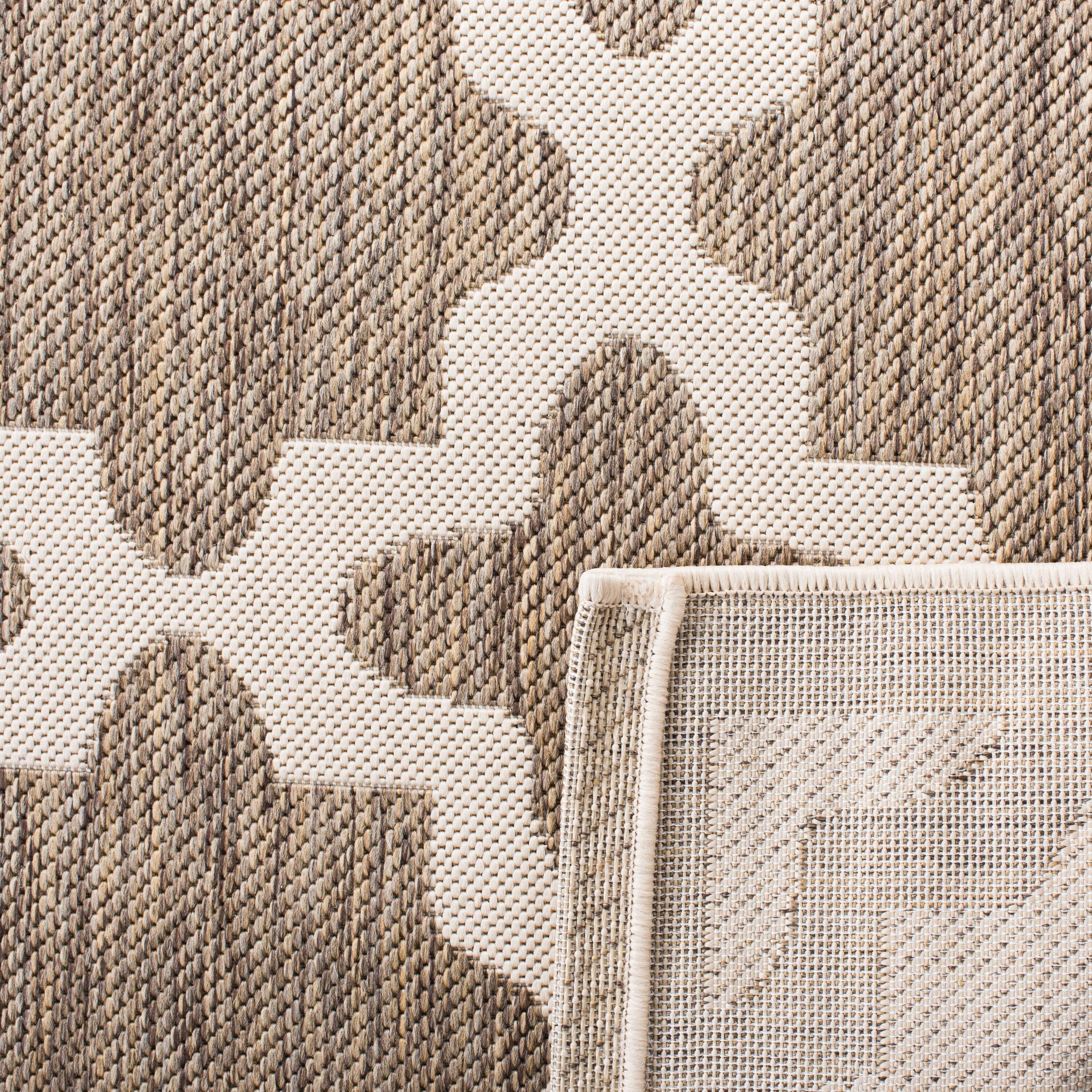 SAFAVIEH Courtyard Amanda Geometric Indoor/Outdoor Area Rug, 4' x 4' Square, Brown/Bone