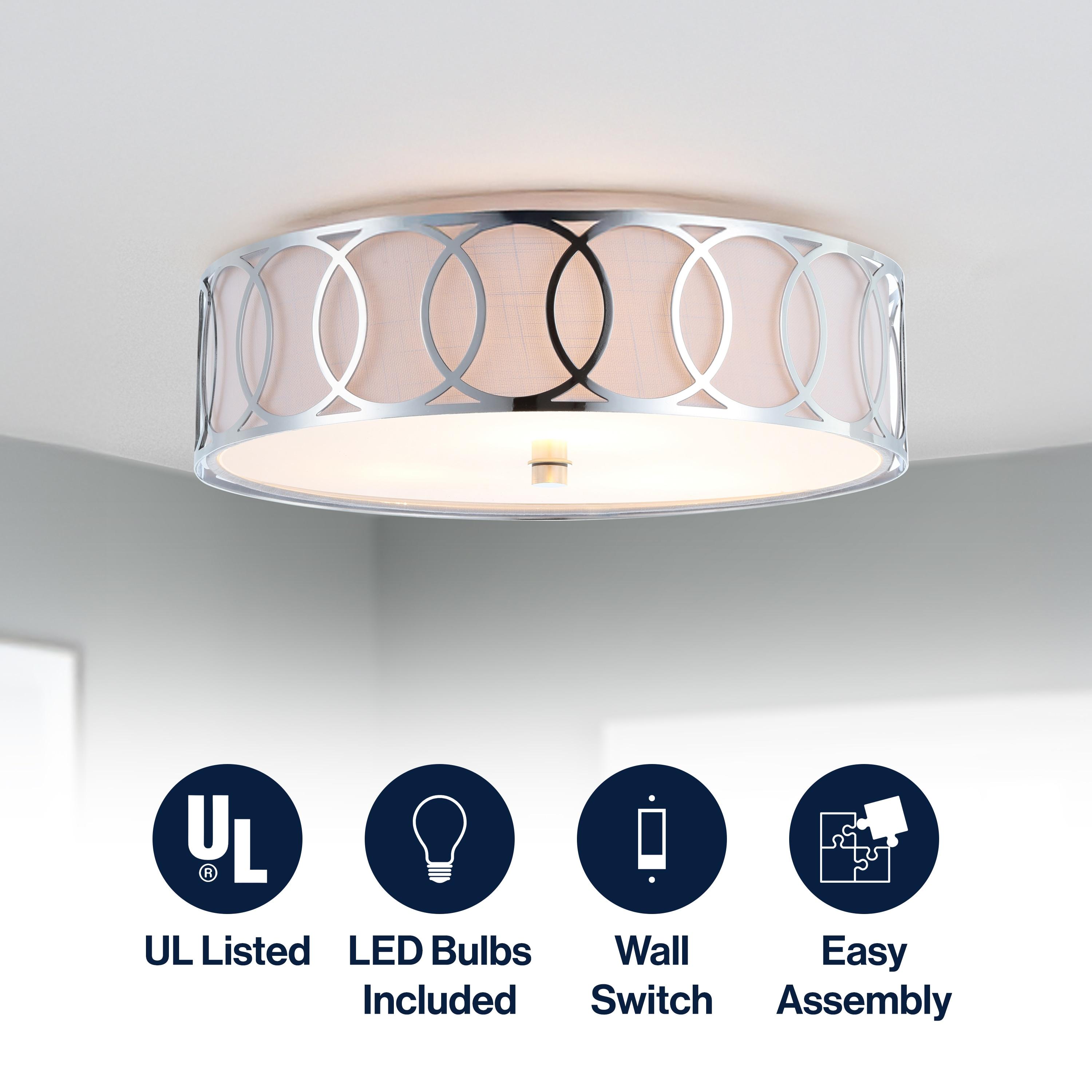 Aubrey 3-Light 15.5" Metal LED Flush Mount, Chrome