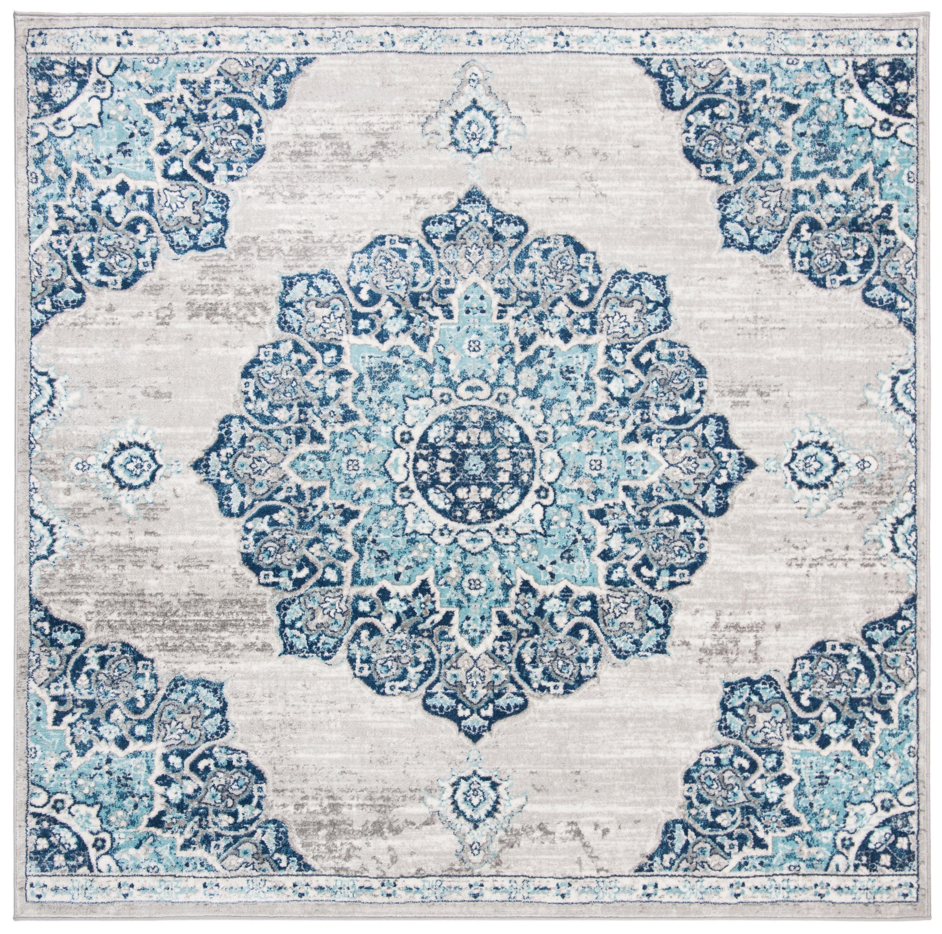 Brentwood BNT849 Power Loomed Area Rug - Navy/Light Grey - 3'x3' - Safavieh.