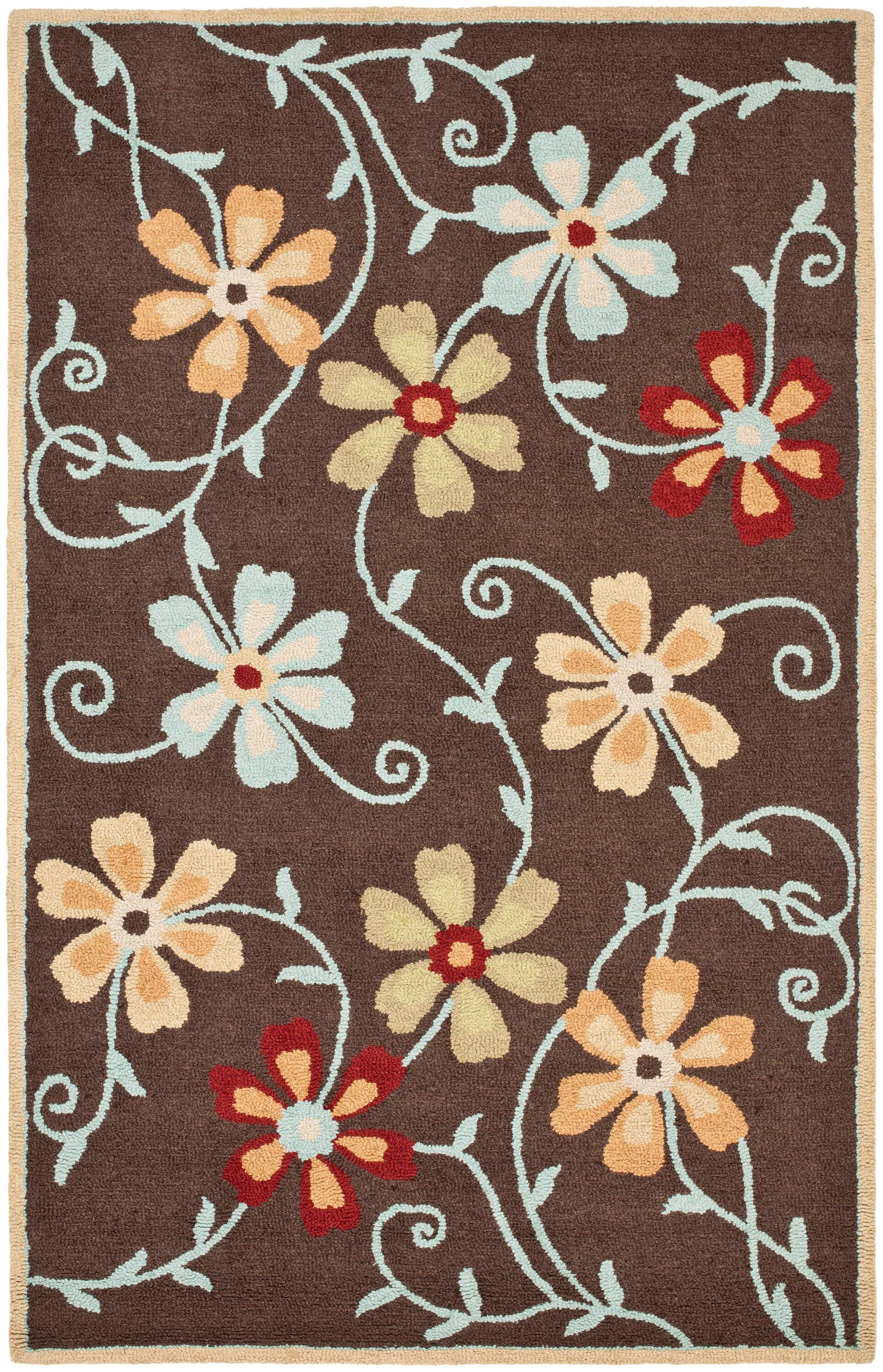 Blossom BLM784 Hand Hooked Area Rug - Brown/Multi - 8'x10' - Safavieh.