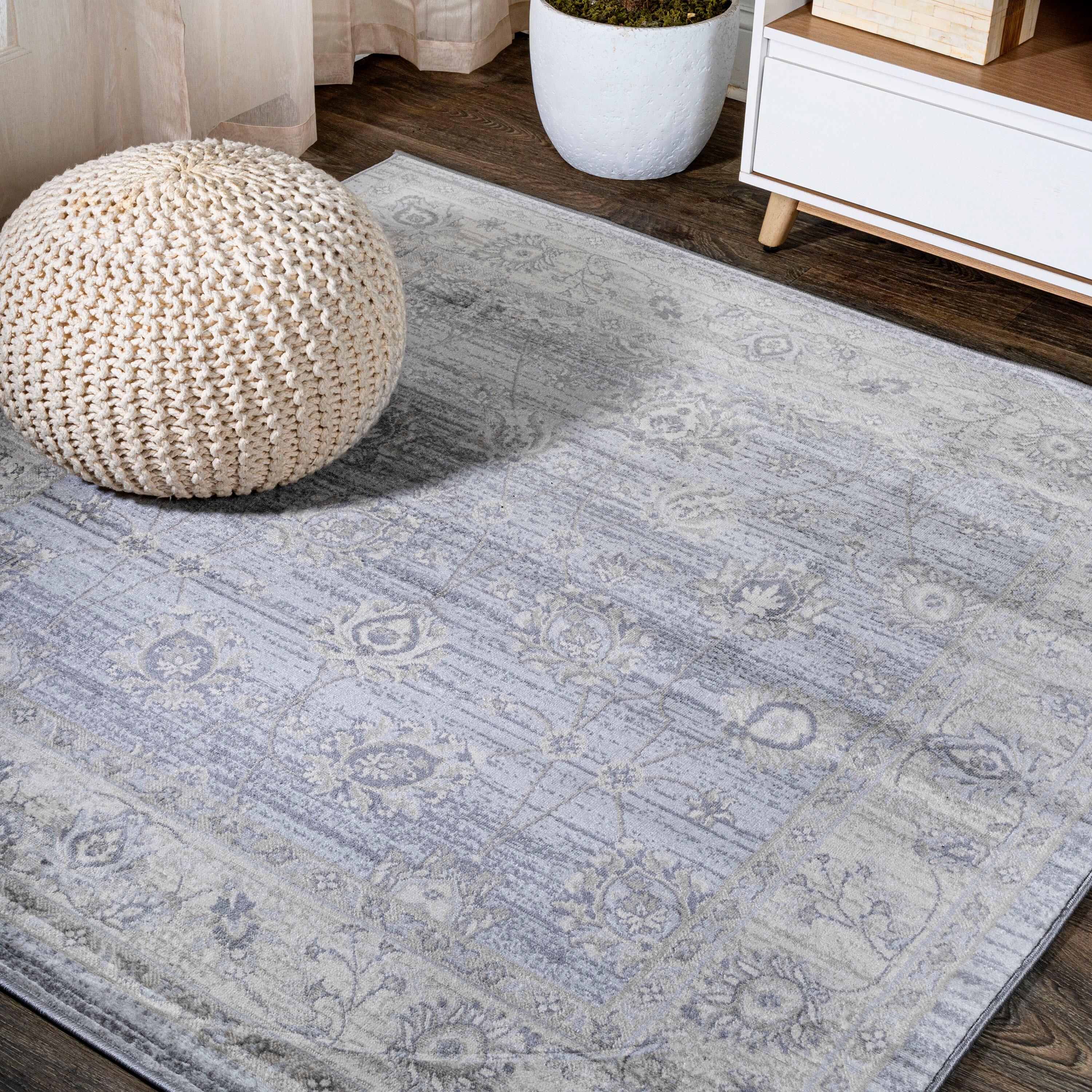 6' x 6' Modern Persian Vintage Moroccan Traditional Area Rug, Light Gray - JONATHAN Y