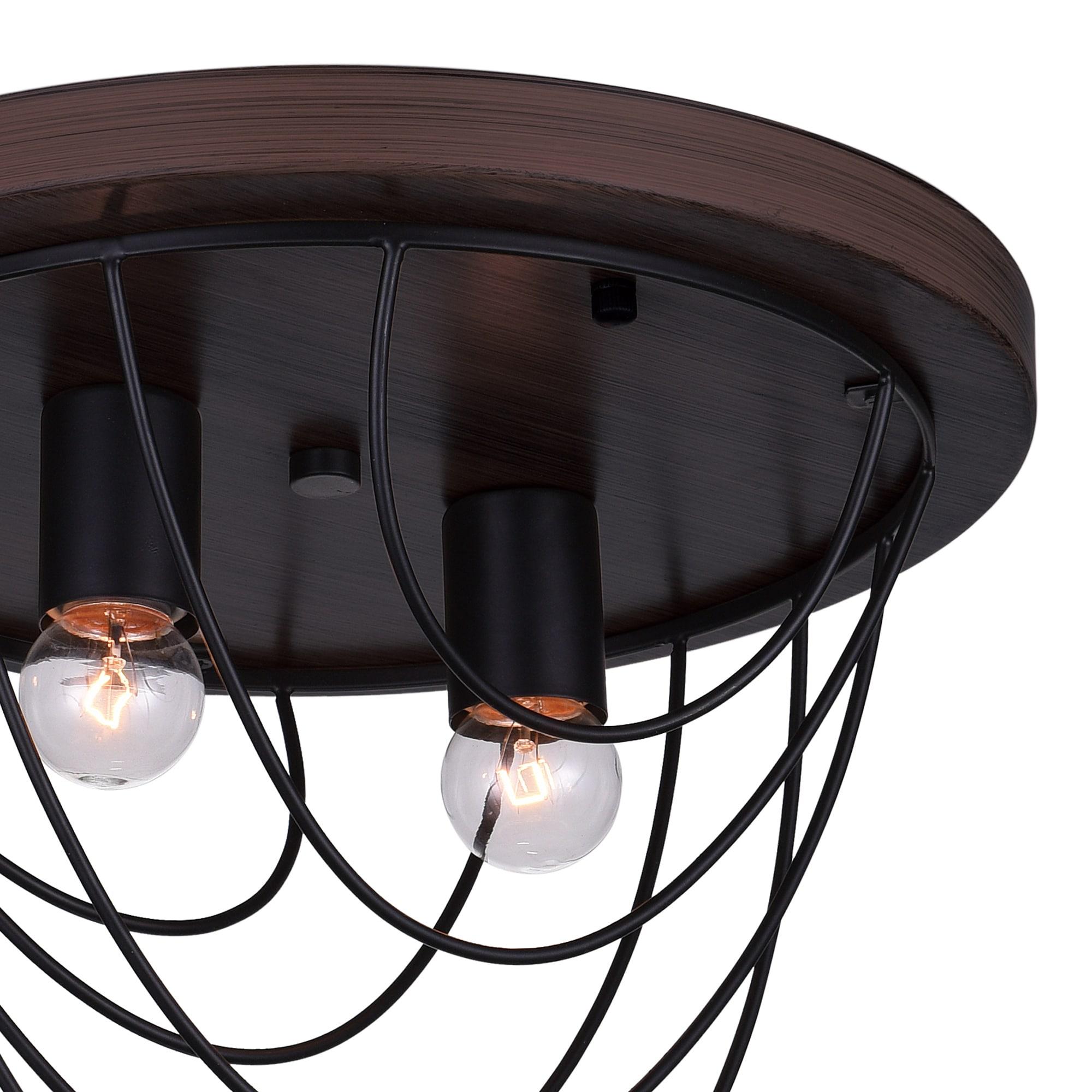 CWI Lighting Gala 2 Light Farmhouse Metal Flush Mount in Black