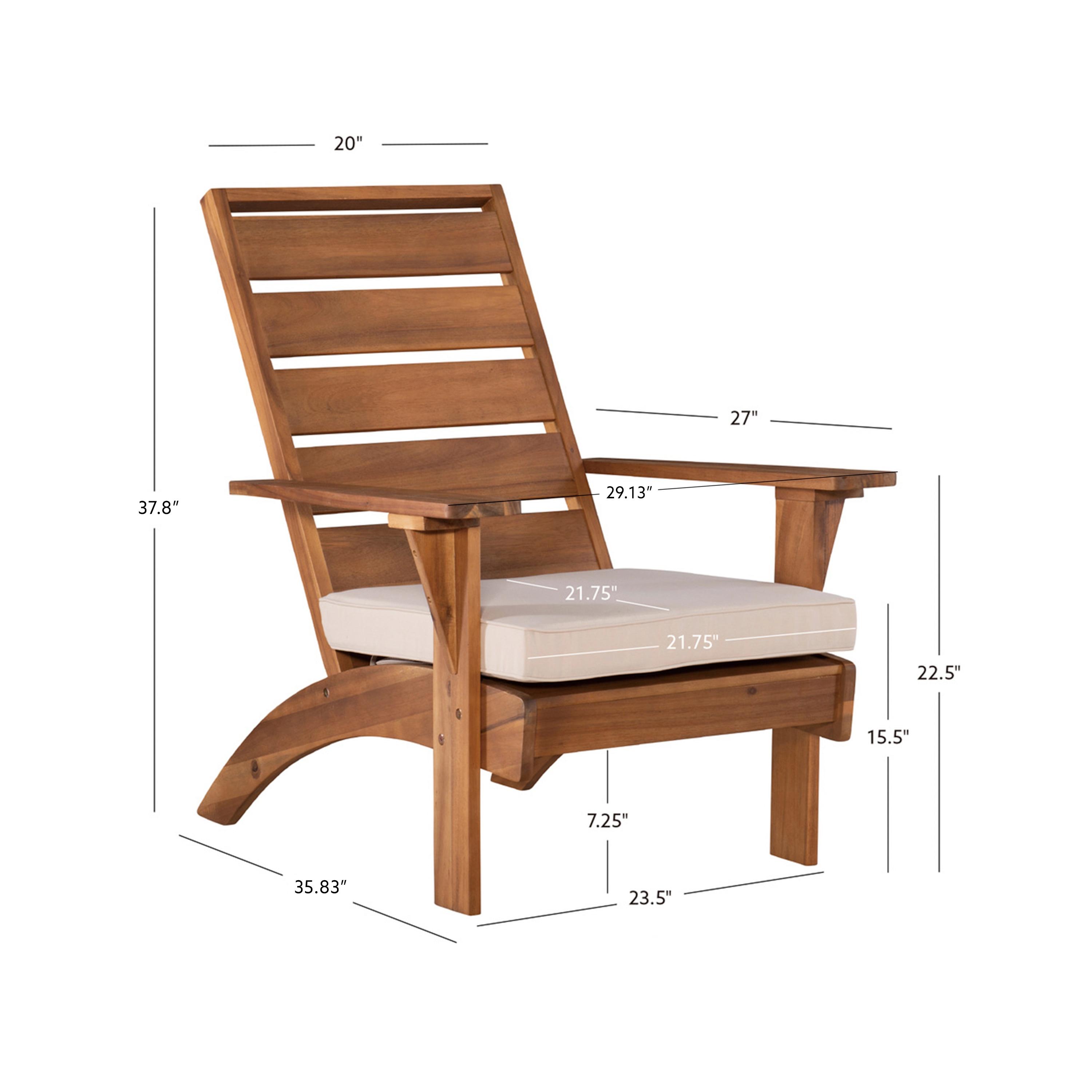 Rockport Outdoor Acacia Wood Chair with Cushion Brown - Linon: Porch Seating, Polyester Fabric, Foam Fill