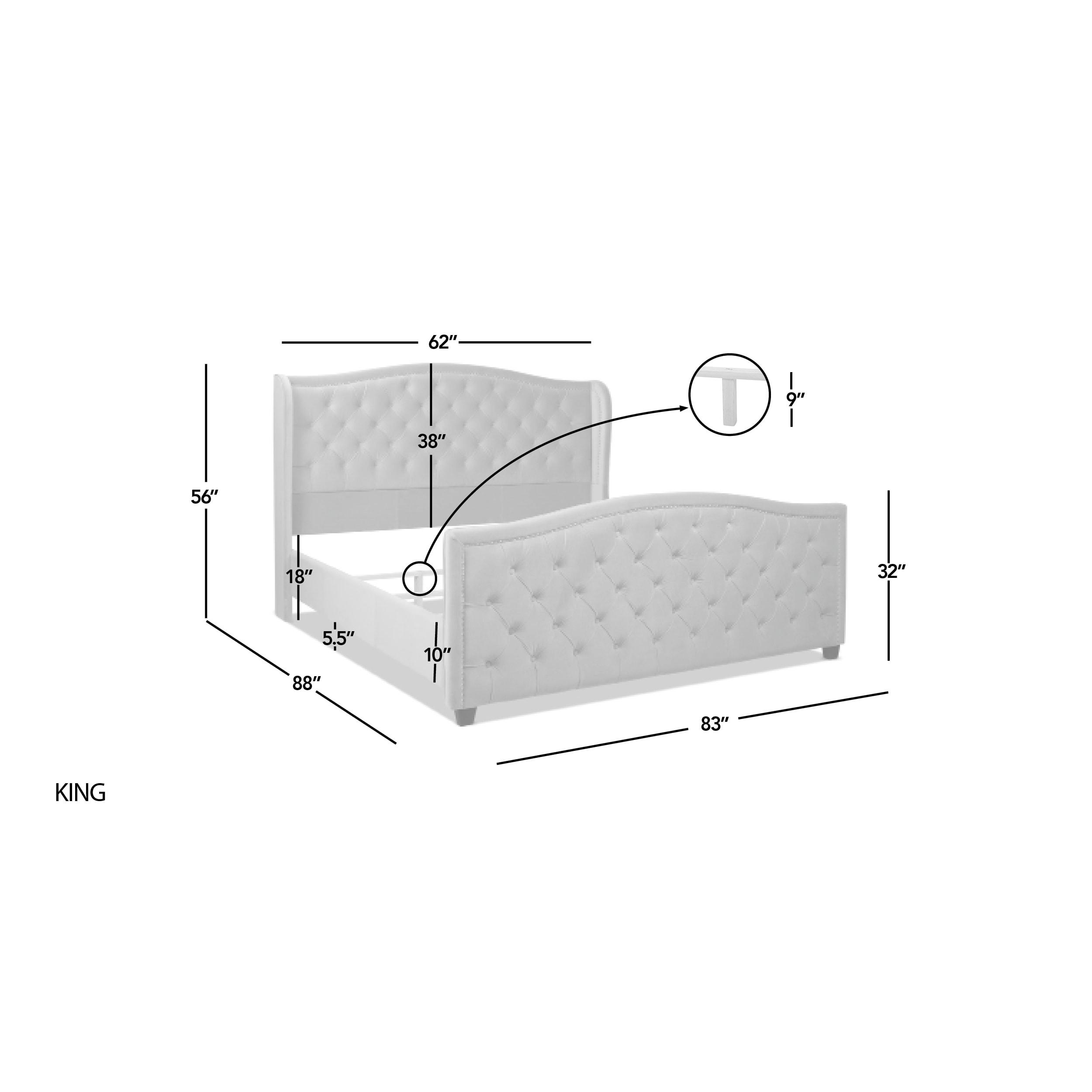 Marcella Tufted Wingback King Bed Bright White