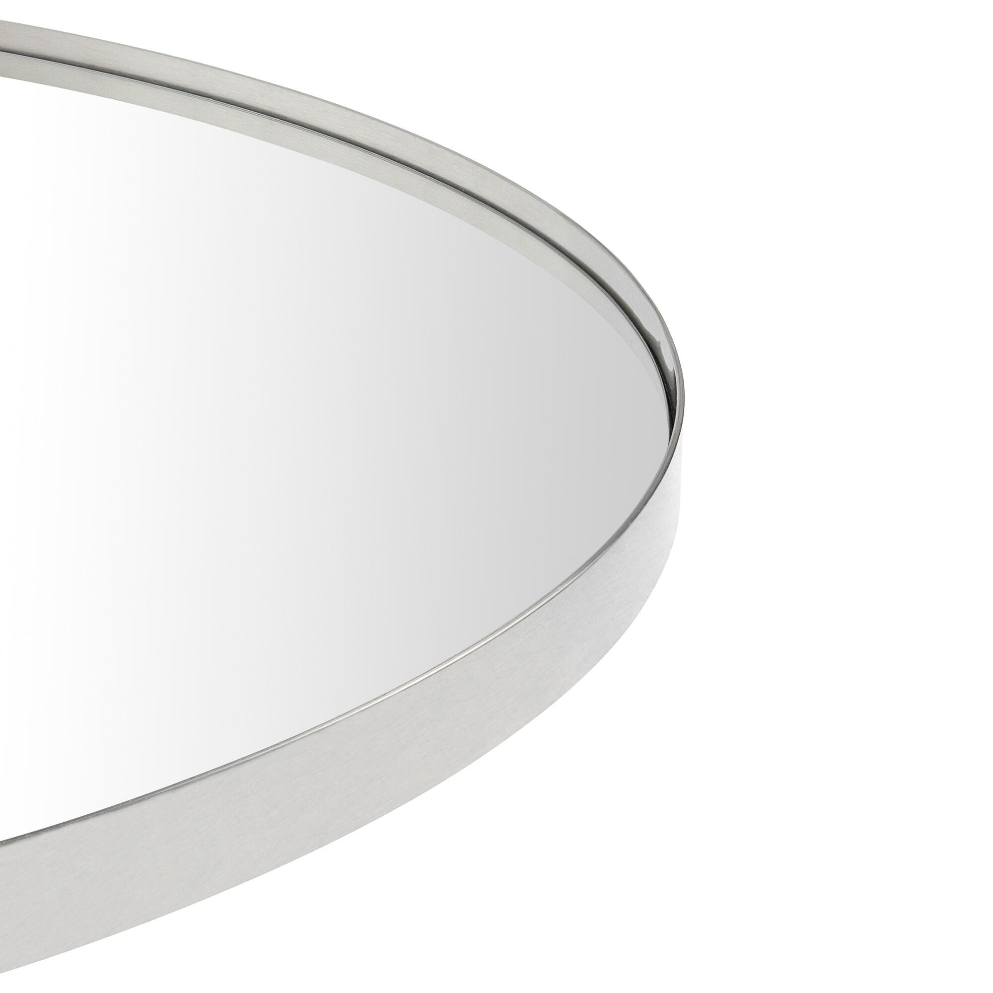 TEHOME Yolanta 30 in. W x 30 in. H Circular Round Stainless Steel Framed Wall Mounted Bathroom Vanity Mirror in Brushed Nickel