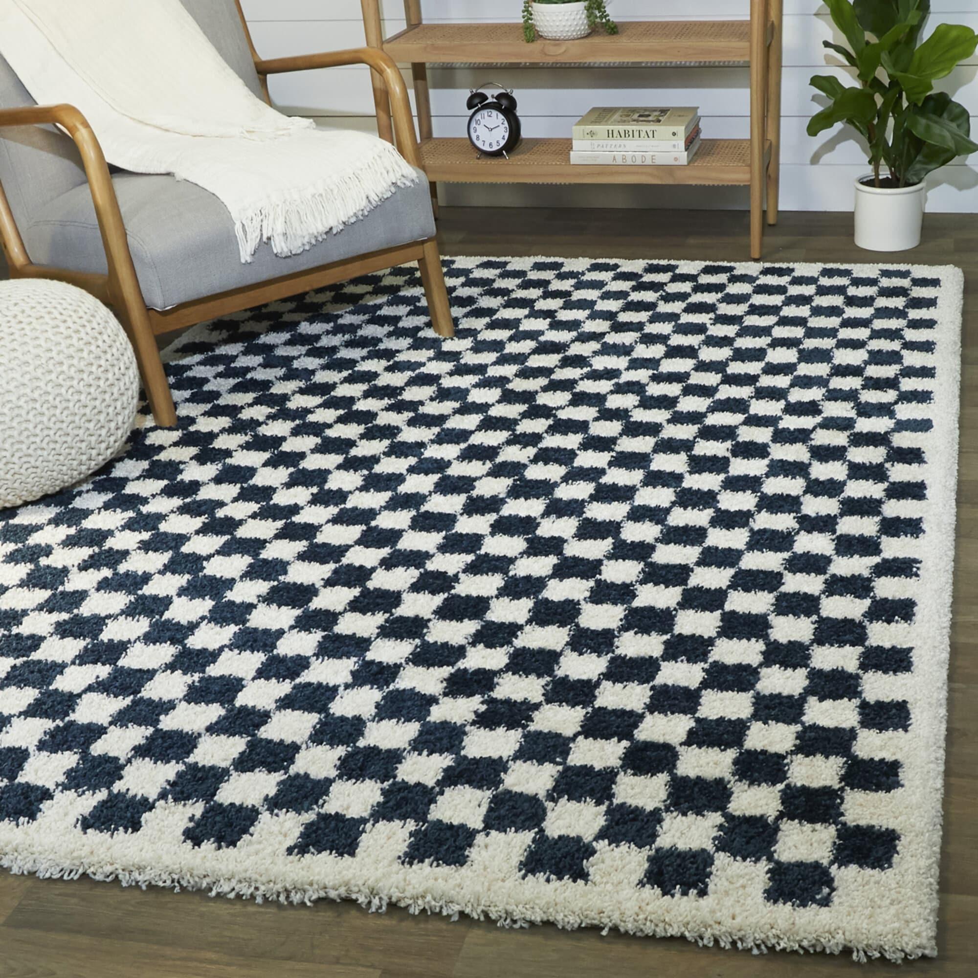 Balta Rugs 5'3"x7' Geometric Plush Shag Area Rug Blue