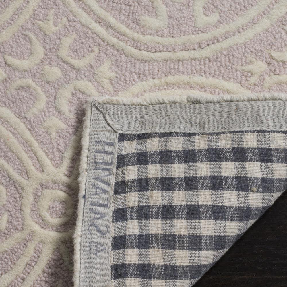 SAFAVIEH Cambridge Leslie Geometric Wool Runner Rug, Light Pink/Ivory, 2'6" x 10'
