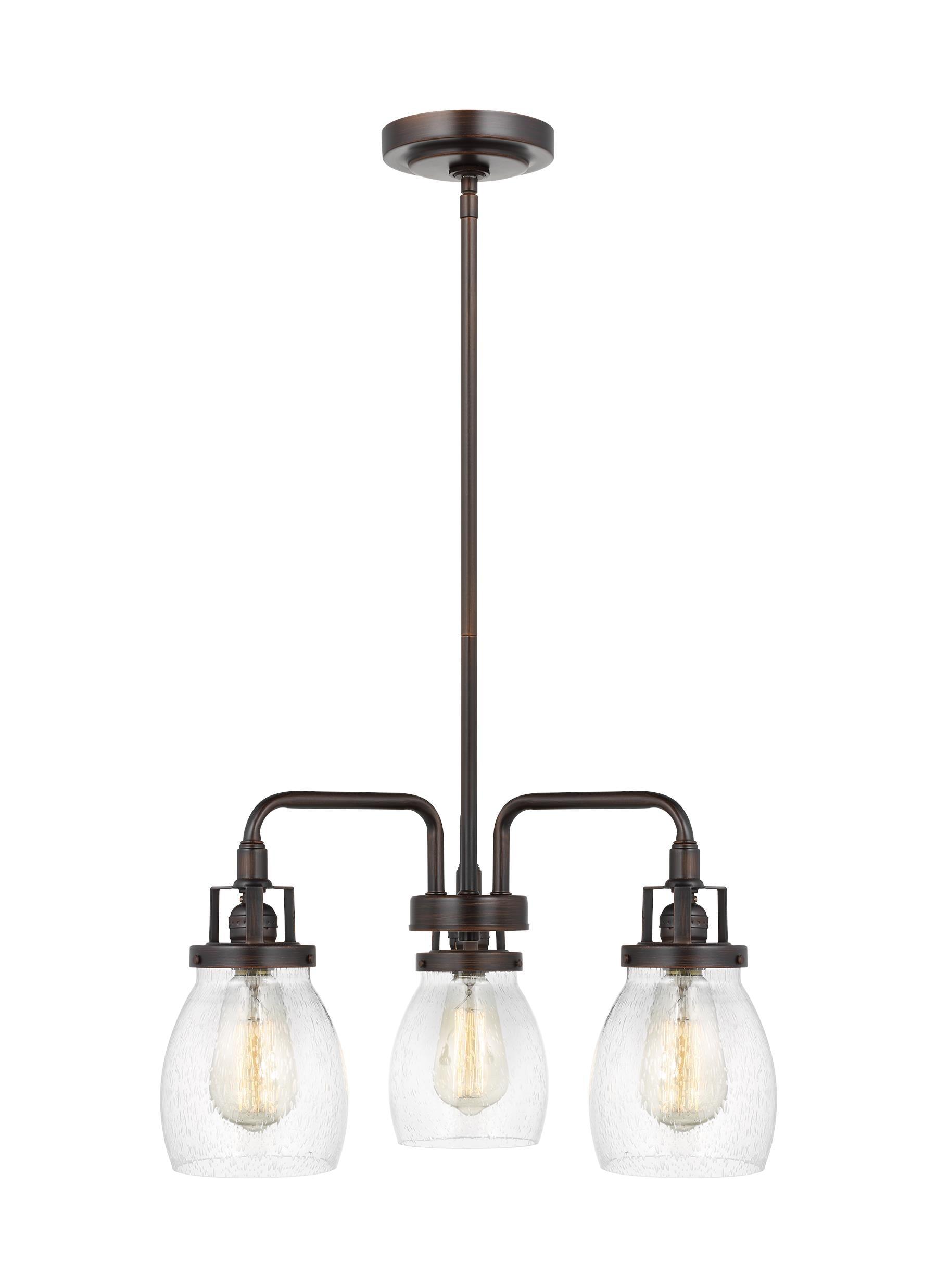 Belton 52'' Bronze 3-Light Chandelier with Clear Seeded Glass