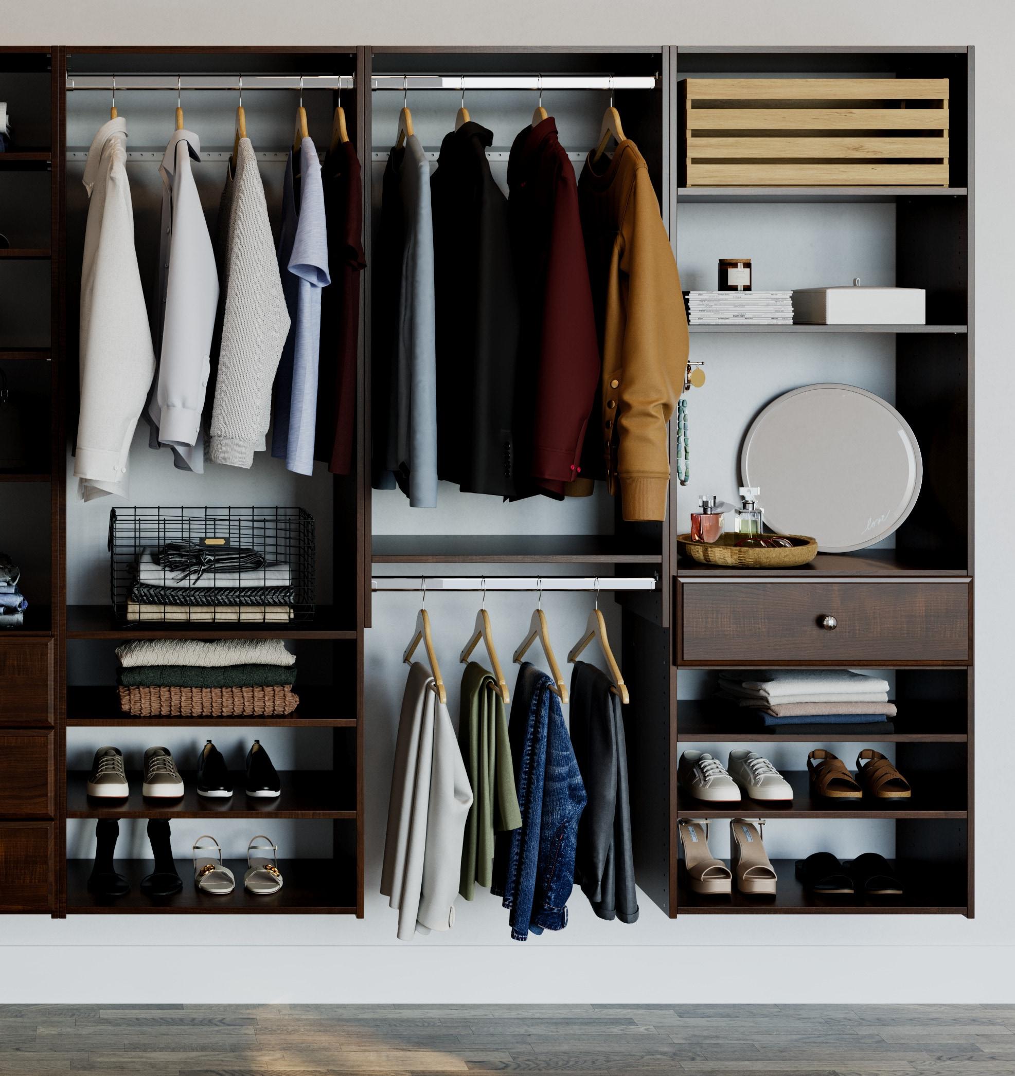 Easy Track 680099 25-1/8" Wide Double Hanging Rod Closet Organizer System - Truffle