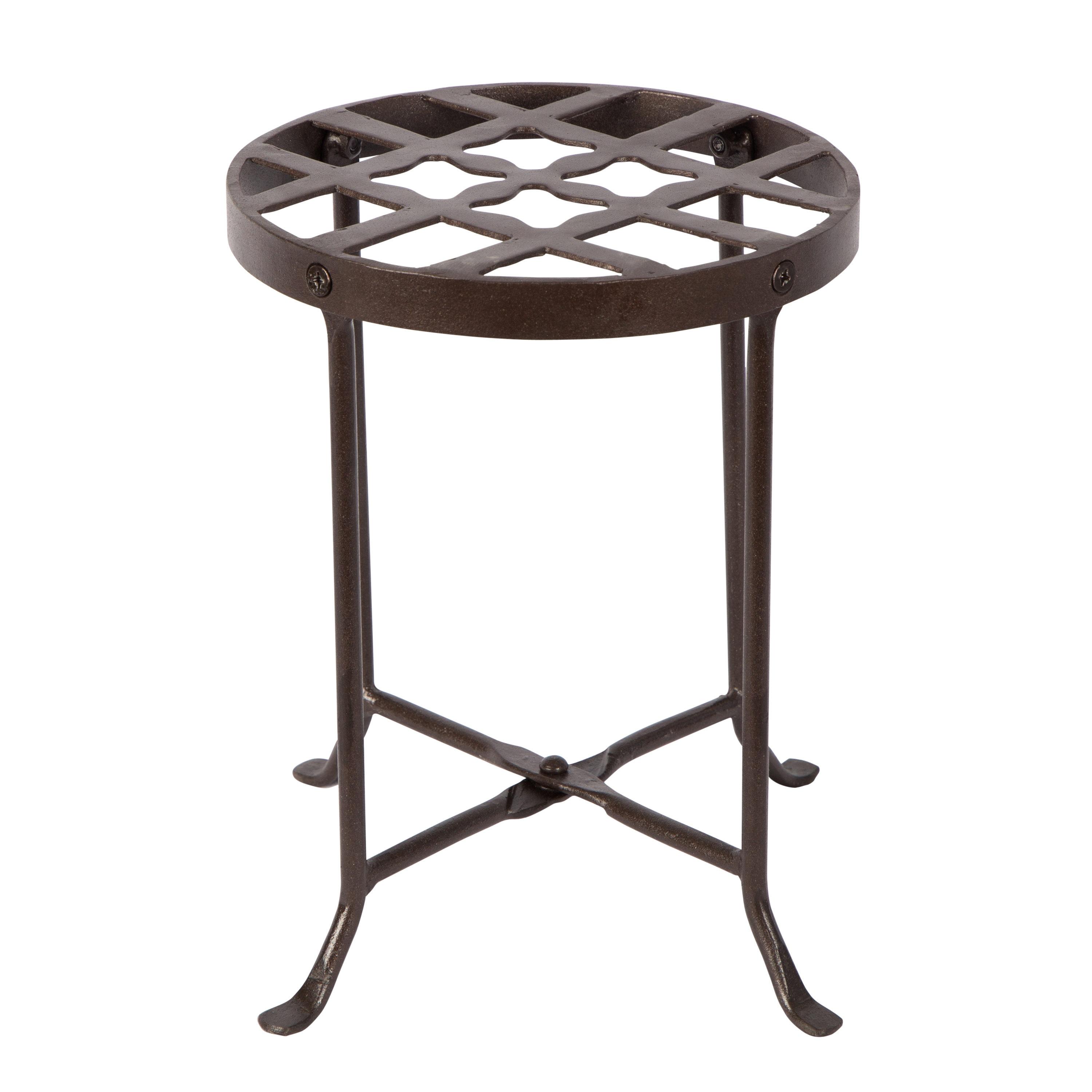 Small Round Iron Table Flowers Plant Stand - ACHLA Designs: Contemporary Freestanding Outdoor Holder, No Assembly Required