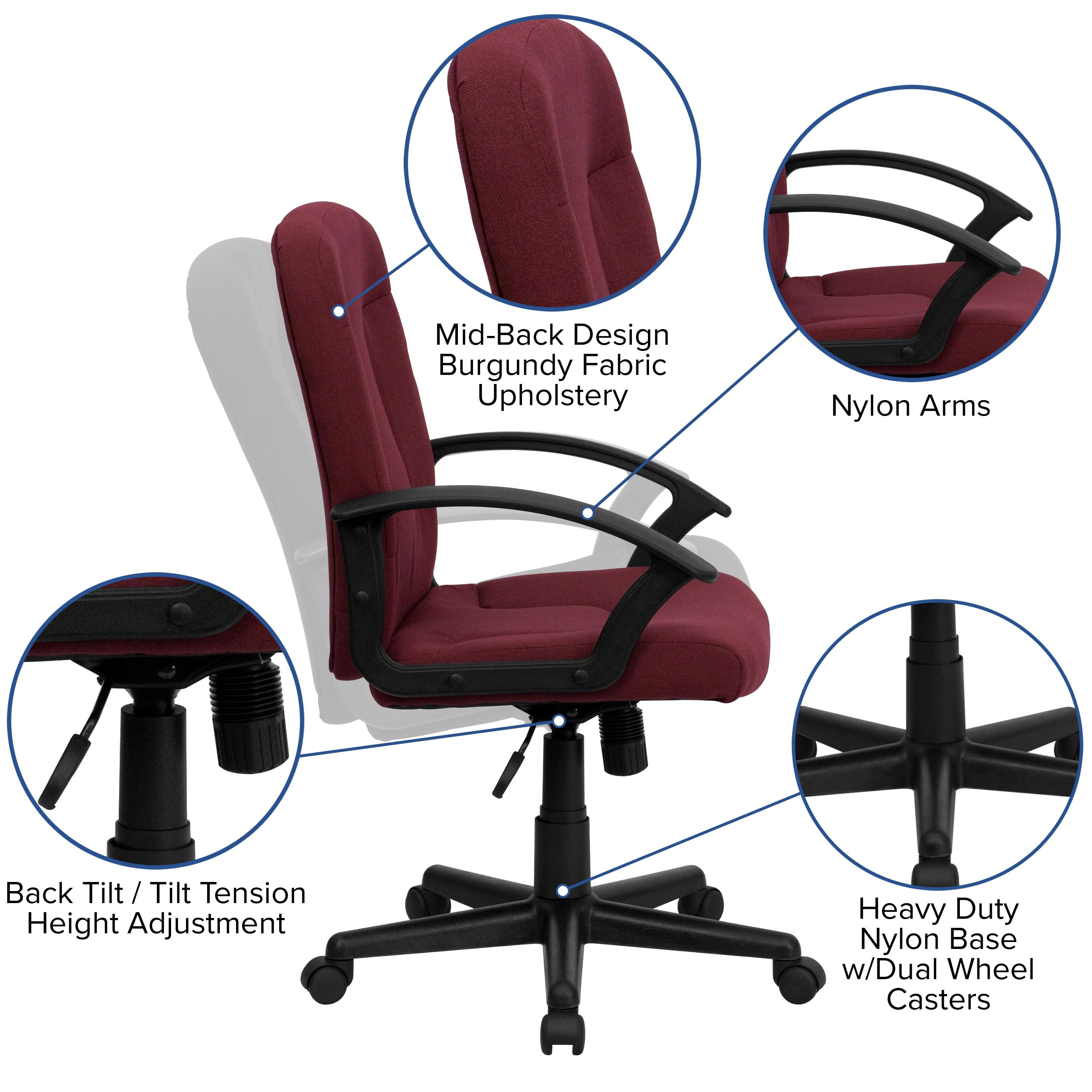 Flash Furniture Mid-Back Fabric Executive Swivel Office Chair with Nylon Arms (Set of 2)