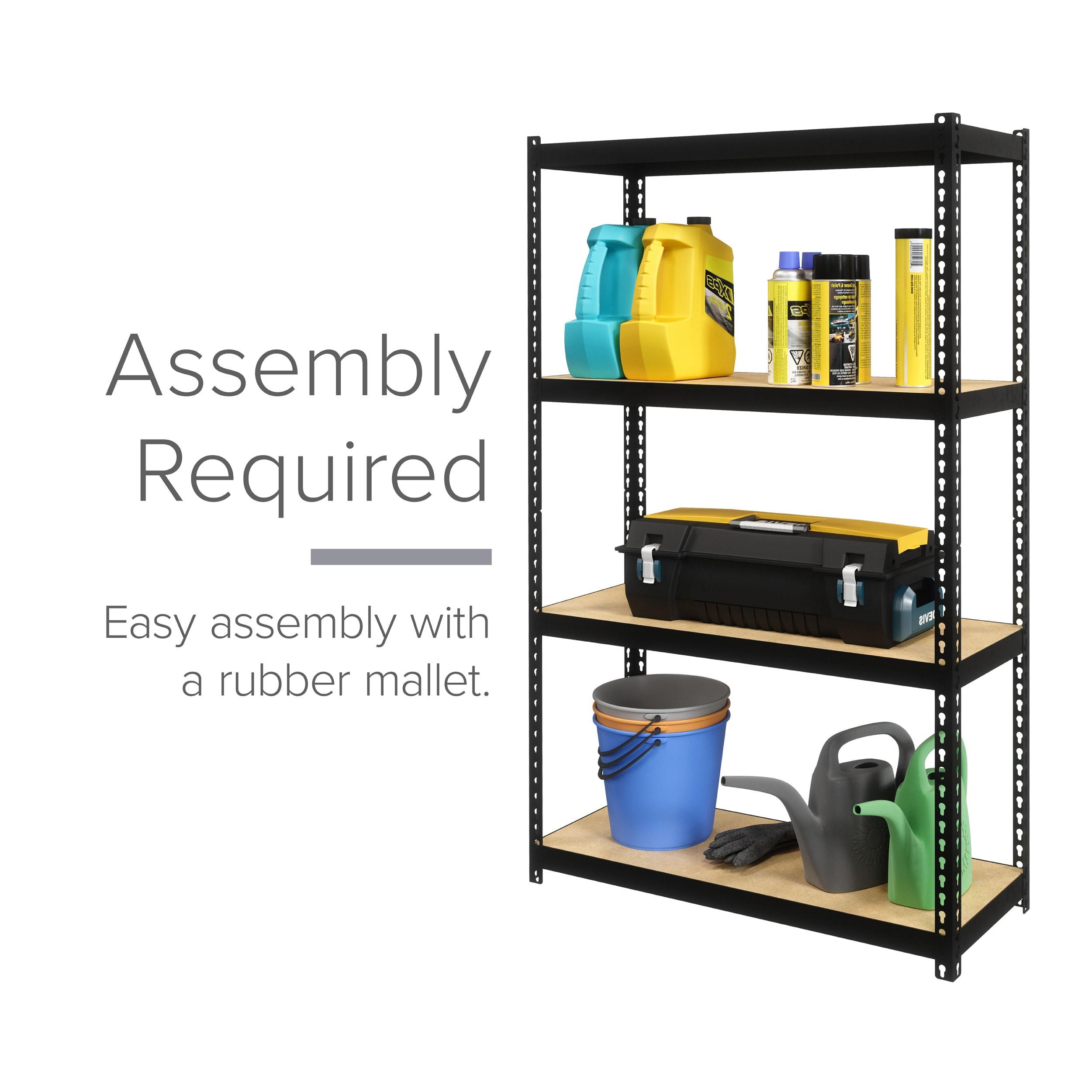 Space Solutions 1000 Riveted Metal Shelving 4-Shelf Unit in Black
