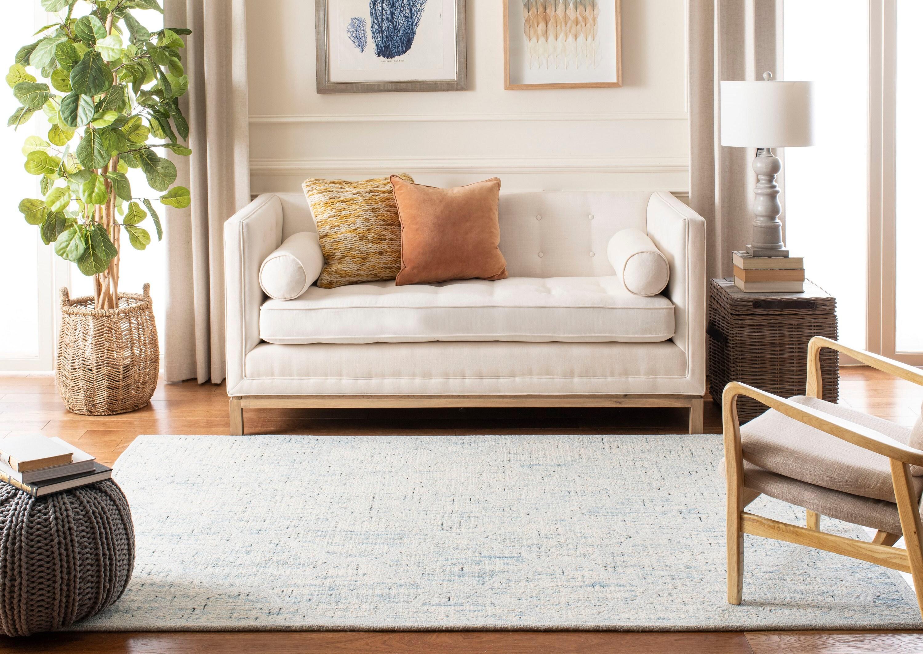 Abstract ABT474 Handmade Indoor Runner - Ivory/Turquoise - 2'-3"x8' - Safavieh