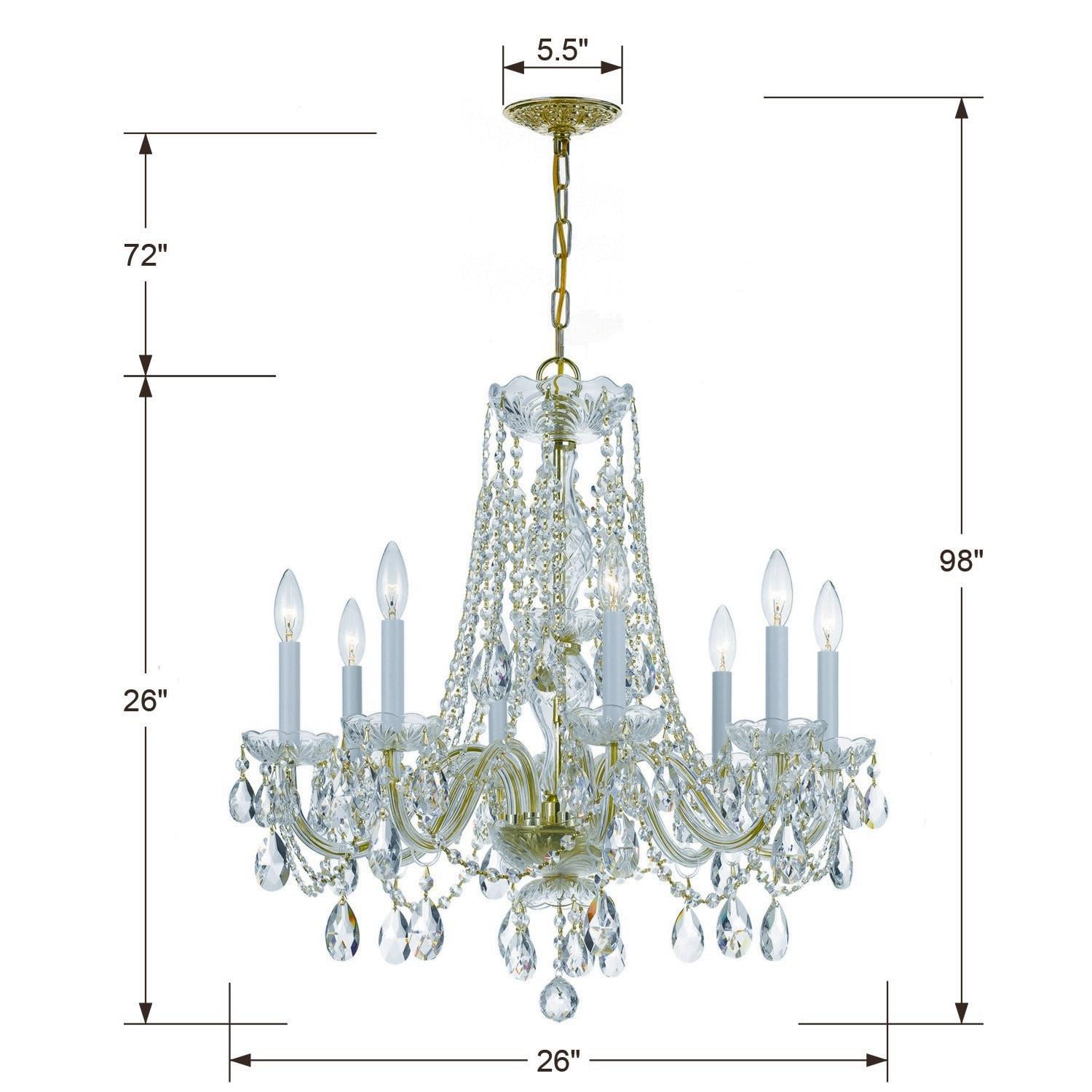 Polished Brass and Crystal 8-Light Chandelier