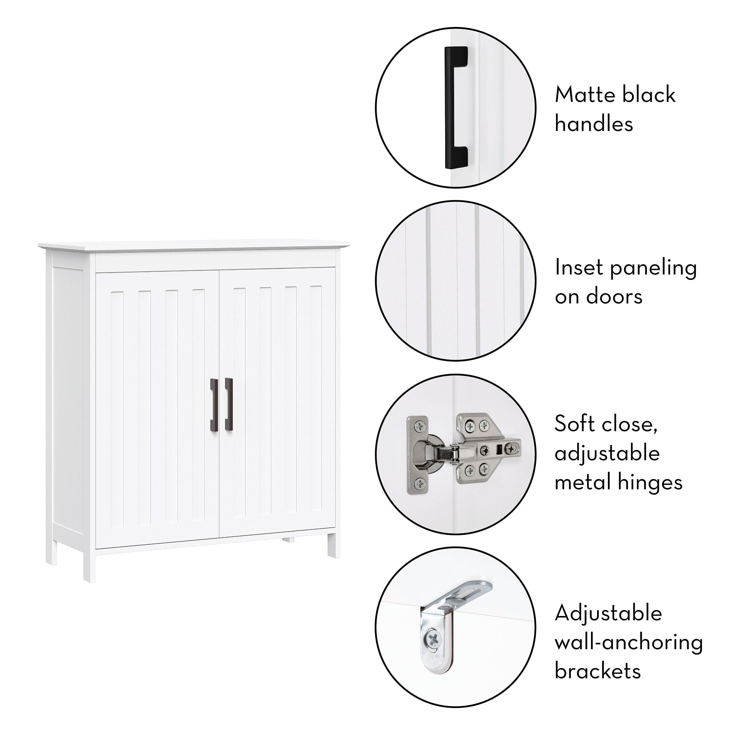 RiverRidge Monroe Two-Door Bathroom and Laundry Storage Cabinet with Adjustable Shelves - White