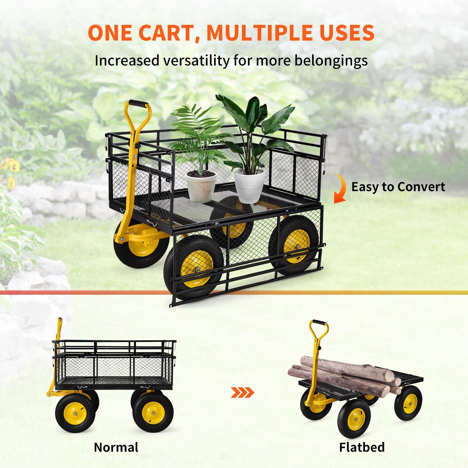 Vevor  Heavy Duty 1400 lbs Capacity Steel Garden Cart with Removable Mesh Sides