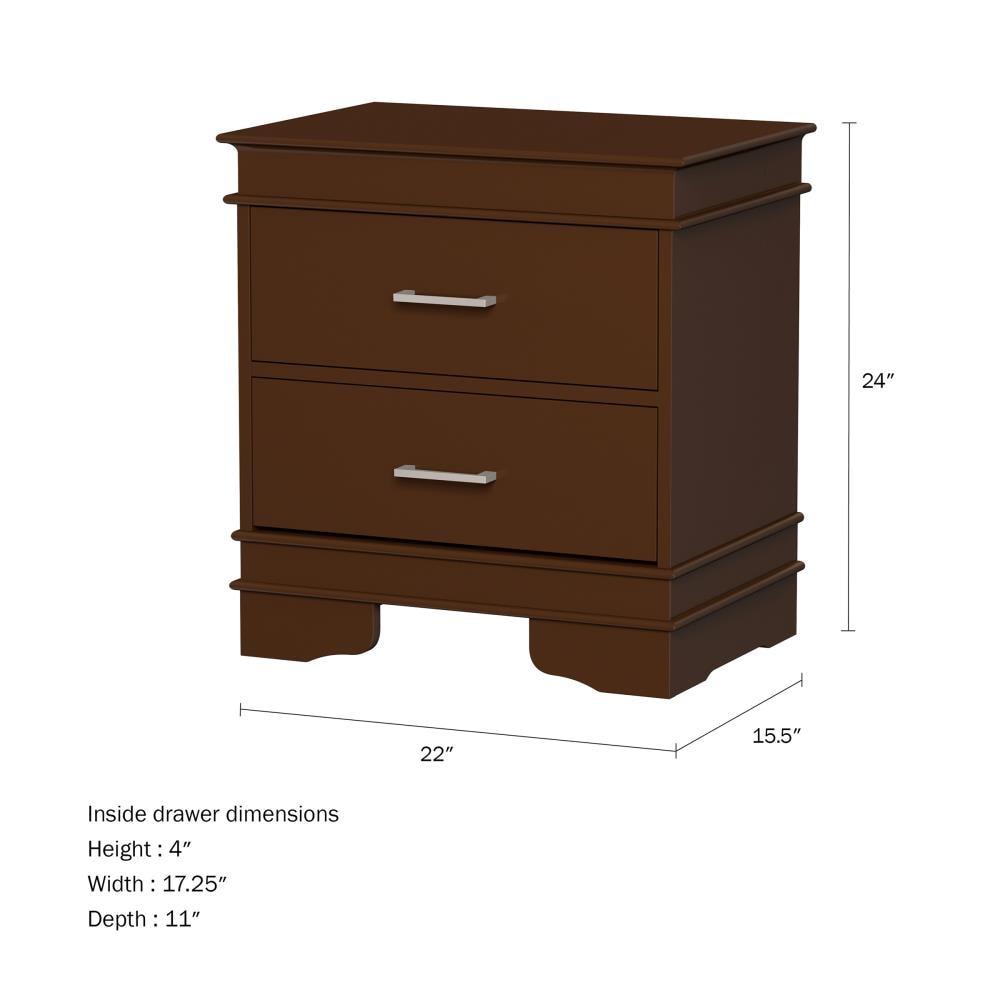 Hastings Home End Table with 2 Drawers, Wooden with Silver Handles, Dark Brown