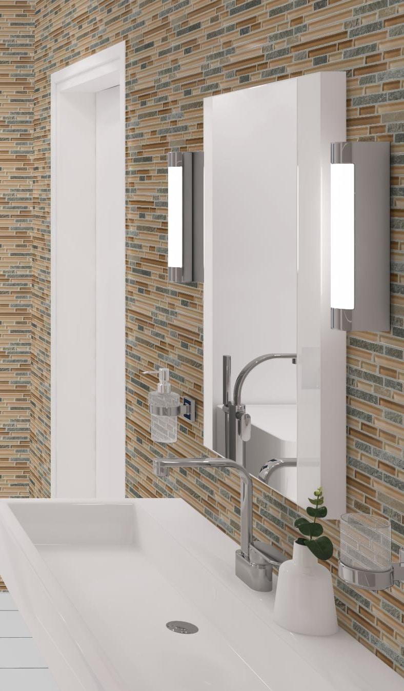 Andova Wright-Scape Straight Edge Glass & Slate Brick Joint Mosaic Kitchen Backsplash, Bathroom, Shower, Pool, Wall and Floor Tile