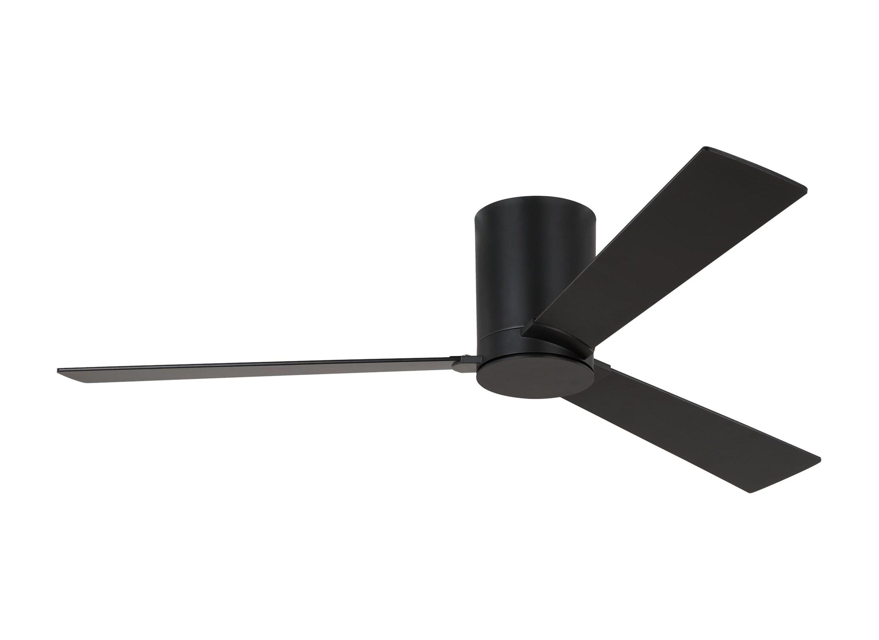 Monte Carlo 3RZHR52MBK Rozzen Hugger 52" Black Ceiling Fan with Remote Control, Reversible DC Motor, Damp Rated, 3 Reversible Blades (Midnight Black and American Walnut)