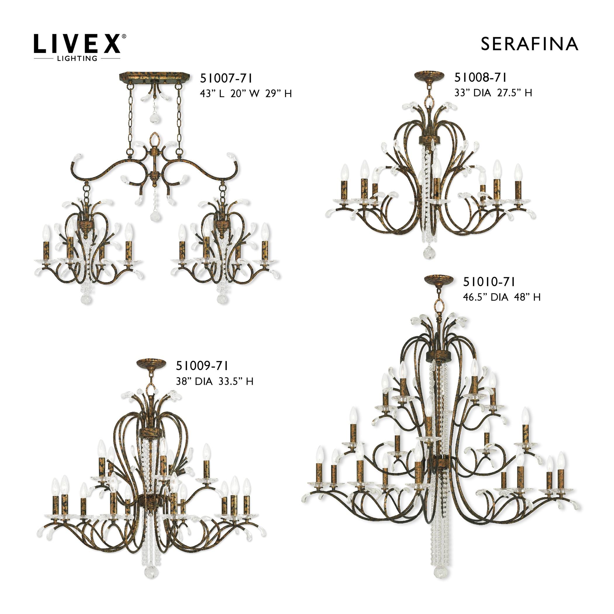 Livex Lighting Serafina 8 - Light Chandelier in  Hand Applied Venetian Golden Bronze