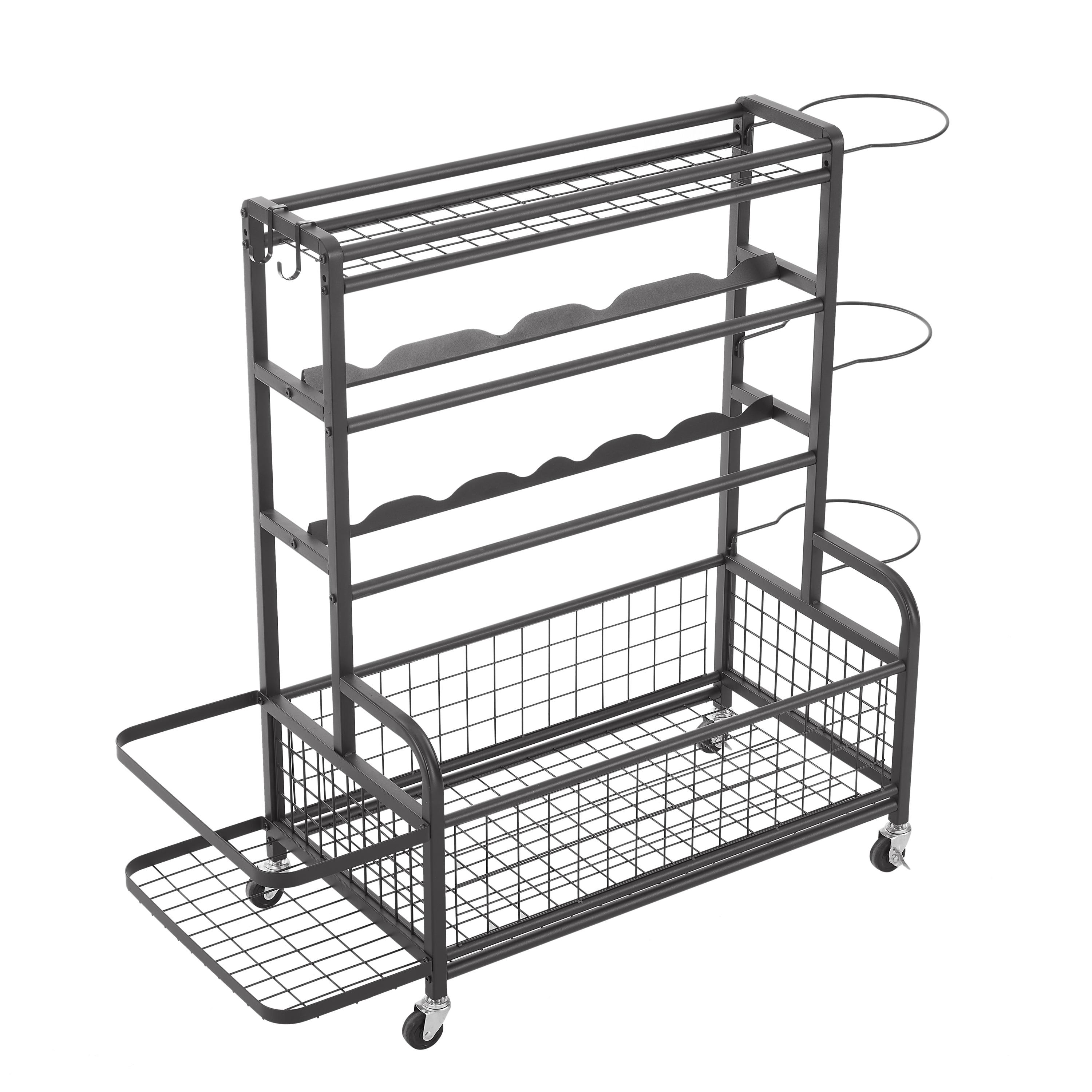 4-Tier Metal Storage Organizer with Rolling Wheels