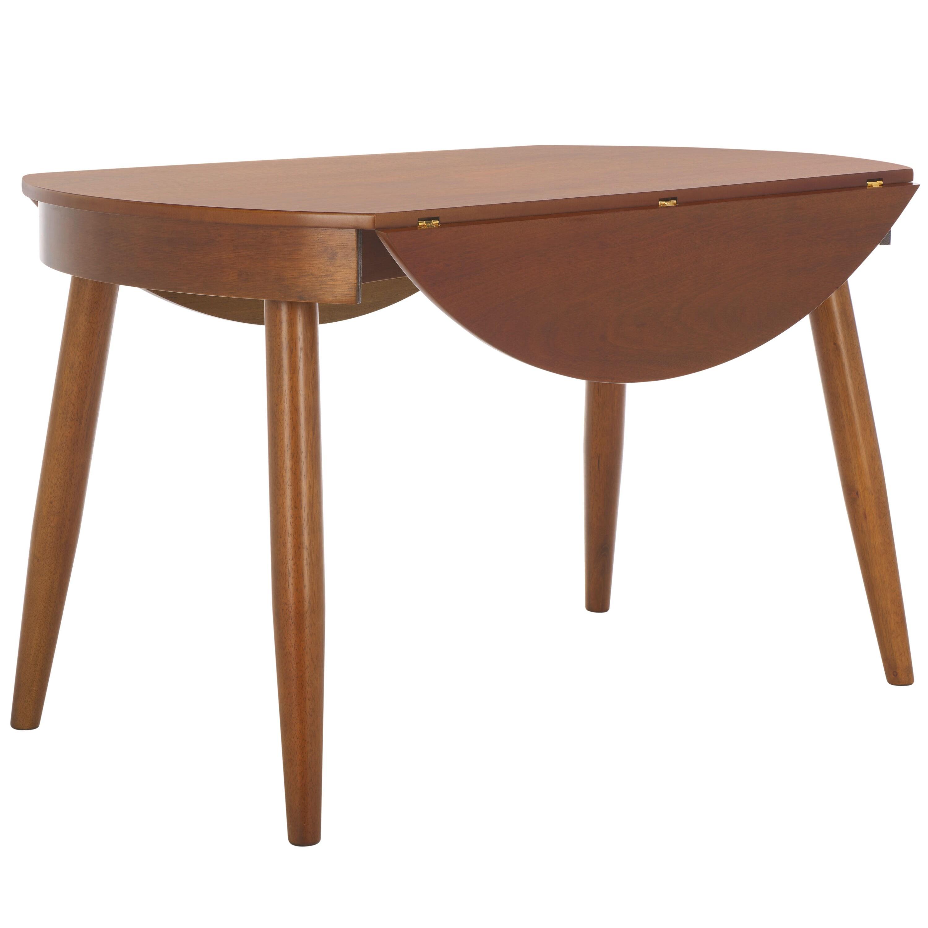 Medium Walnut Round Extendable Rubberwood Dining Table