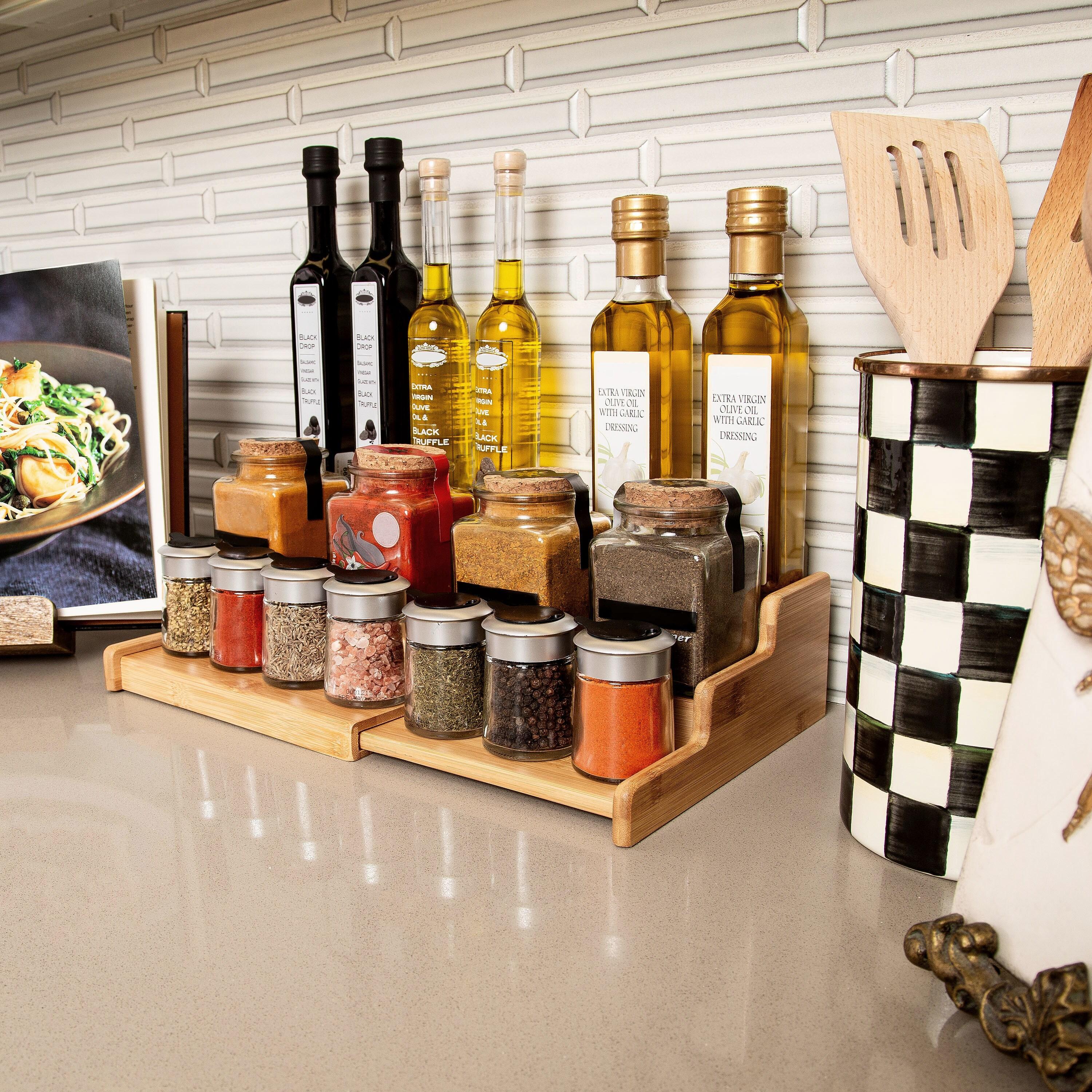 Seville Classics 3-Tier Expandable Bamboo Spice Rack