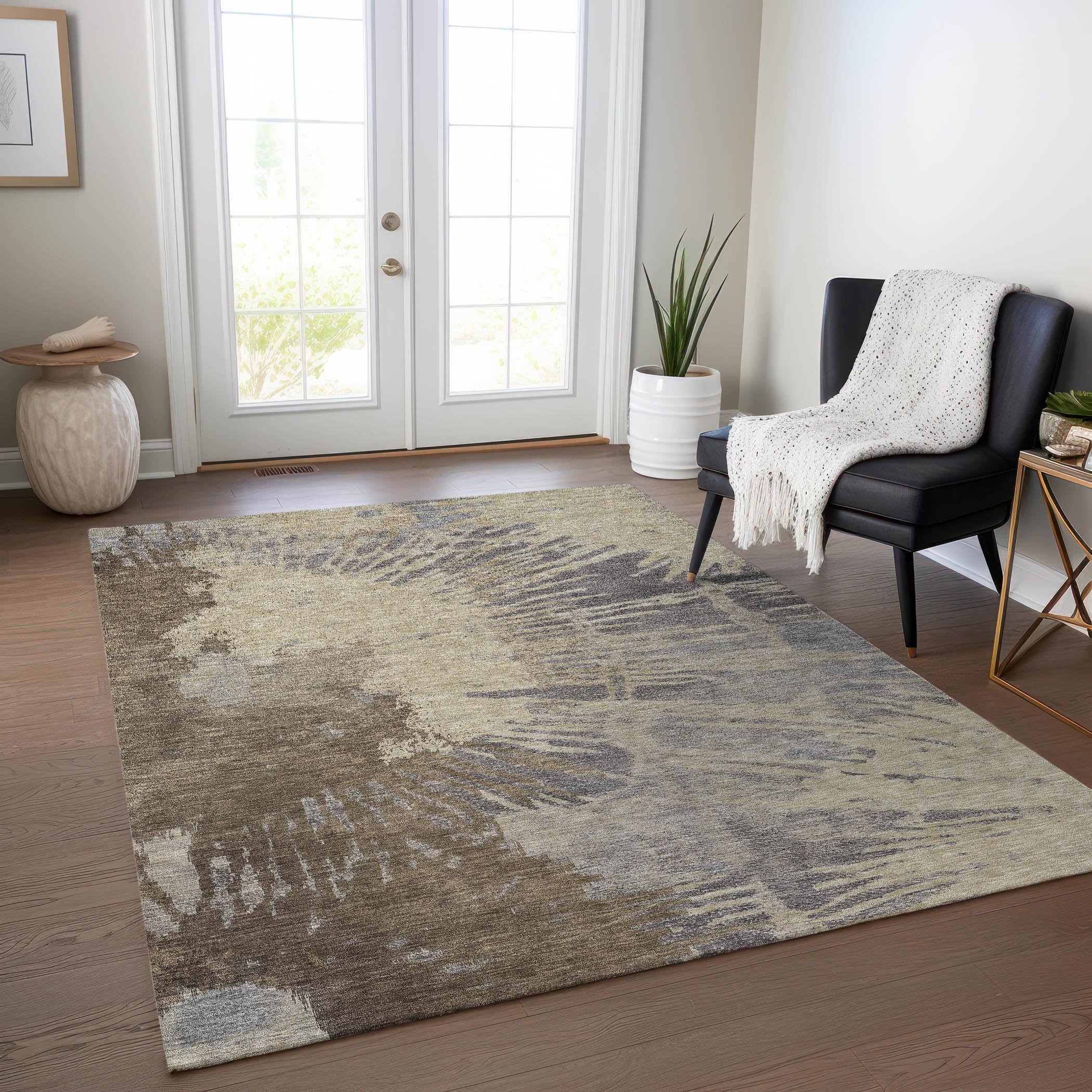 Addison Rugs Machine Washable Indoor/ Outdoor Chantille Modern Burst Rug Brown - 5' x 7'6"