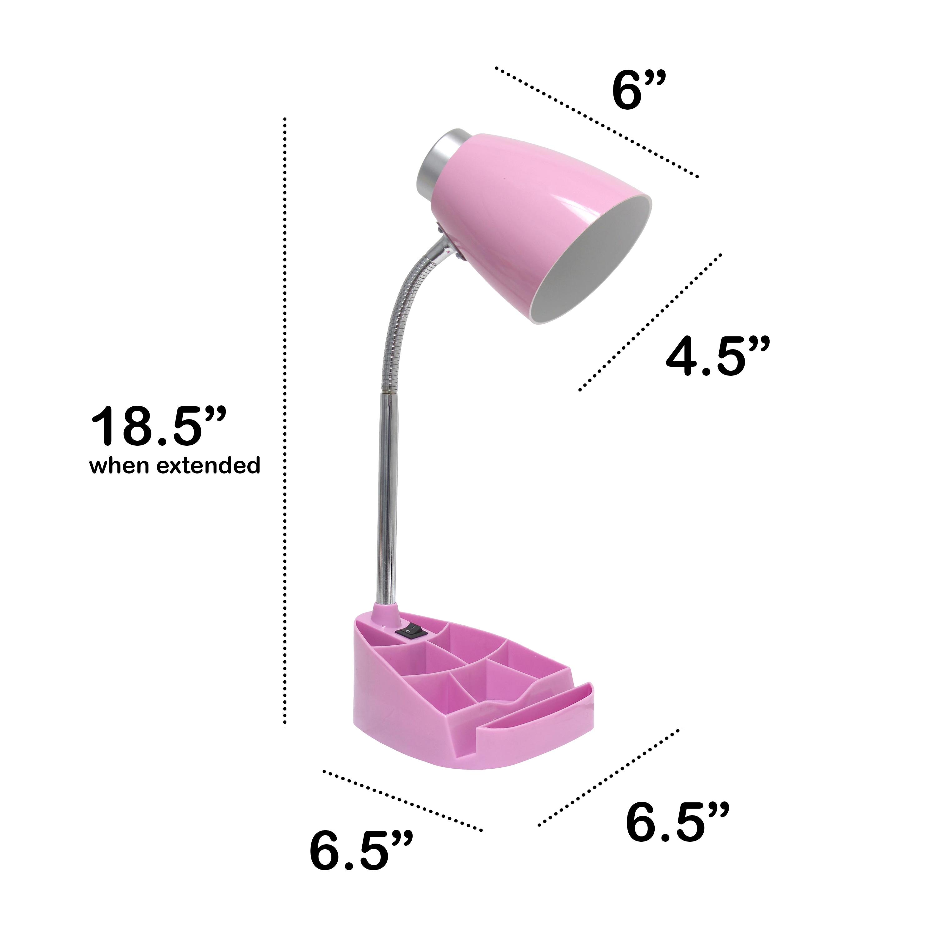 Creekwood Home 18.5" Pink Flexible Gooseneck Organizer Plastic Desk Lamp