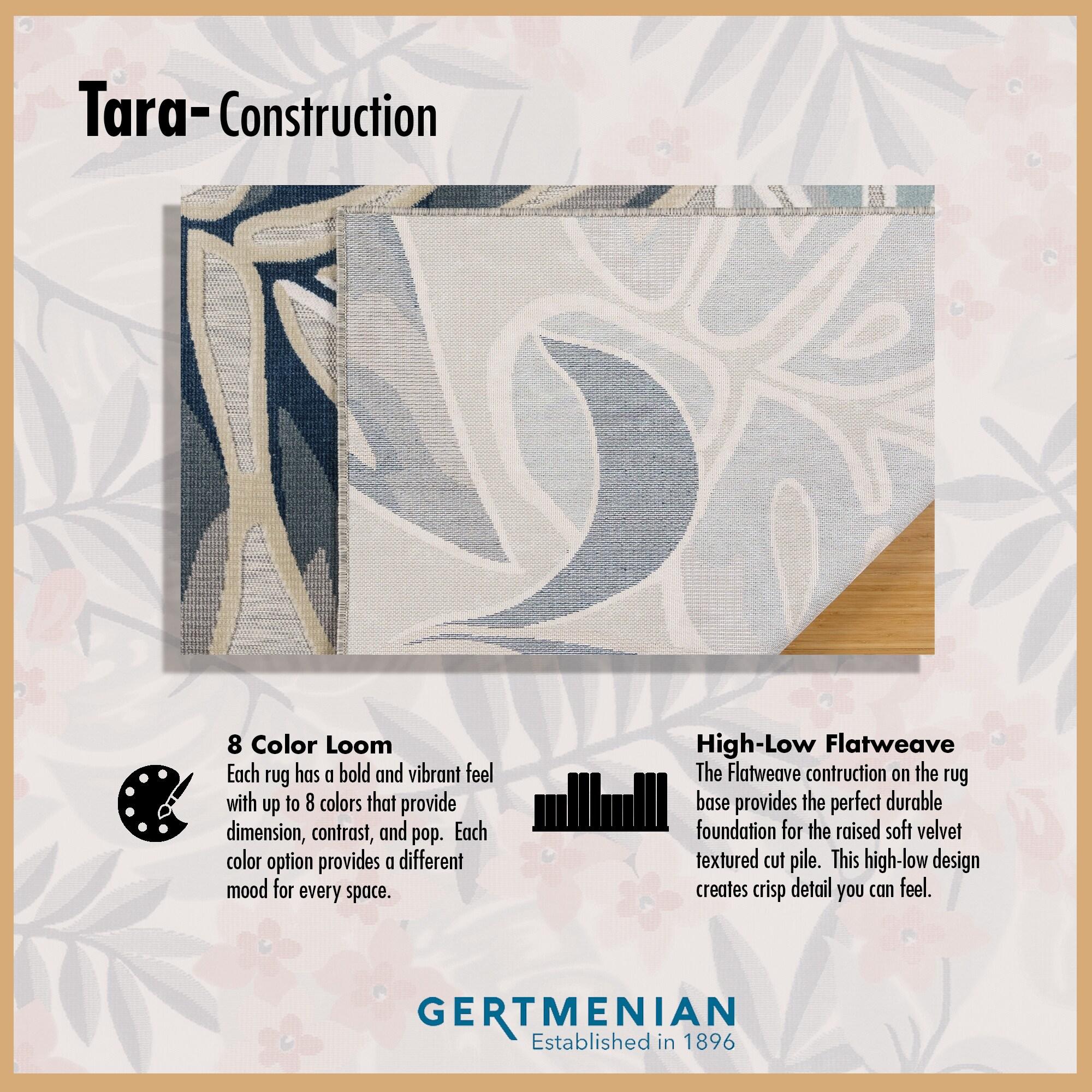 Gertmenian Tara Polly Gray Yellow Ivory Large Tropical Hawaiian Indoor/ Outdoor Flatweave High-Low Area Rug