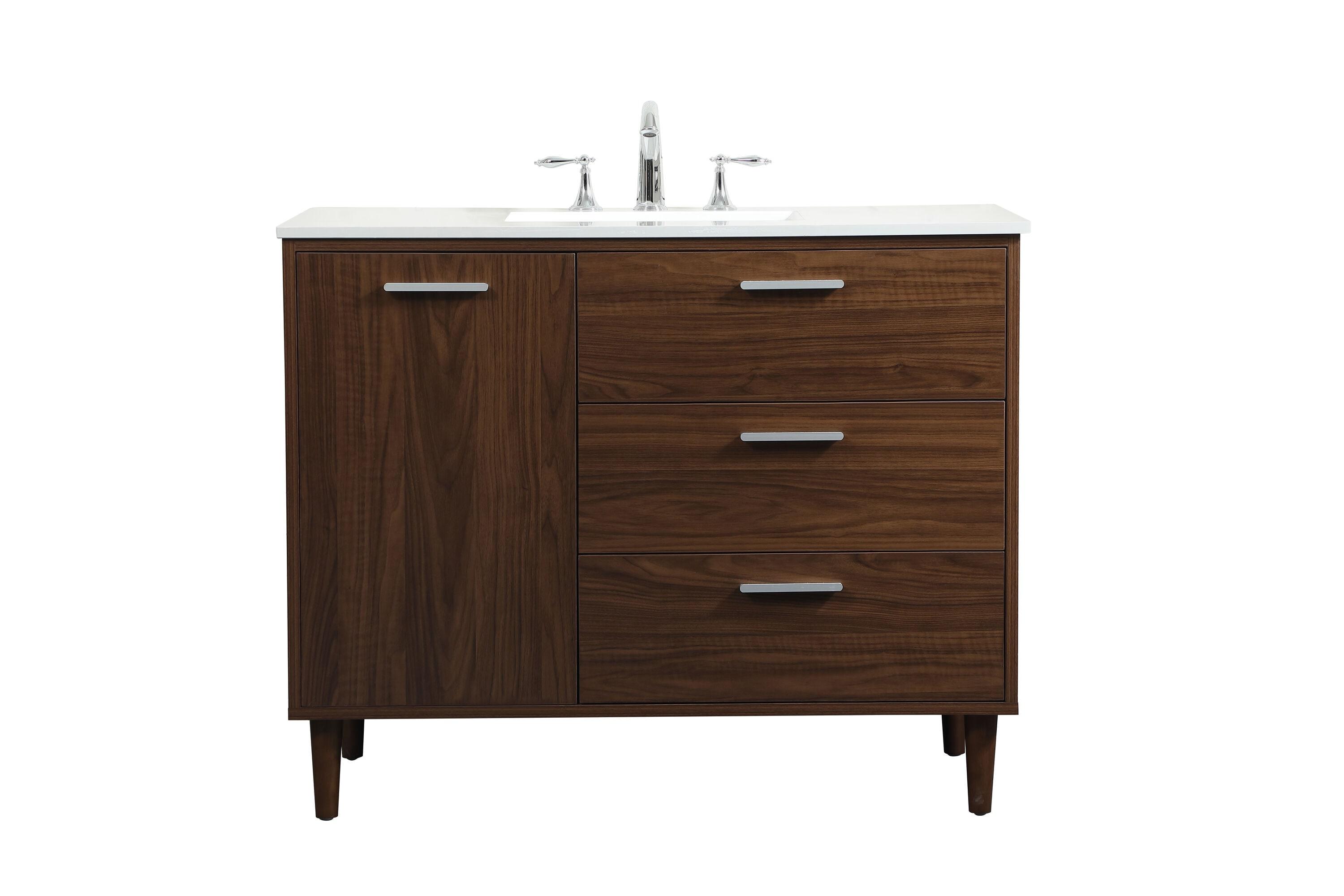 Burroughs 42'' Single Bathroom Vanity with Engineered Marble Top