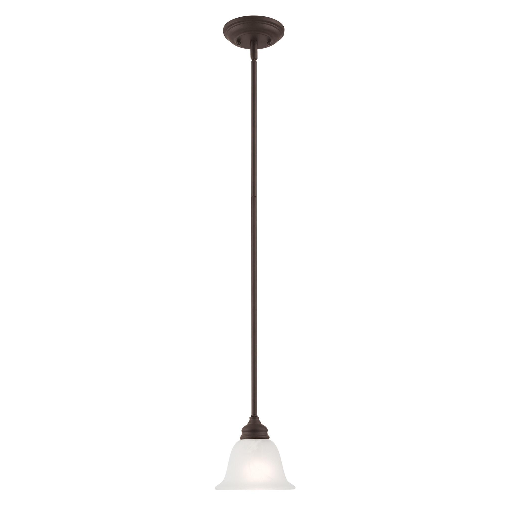 Essex Traditional Bronze Mini Pendant with Alabaster Glass Shade