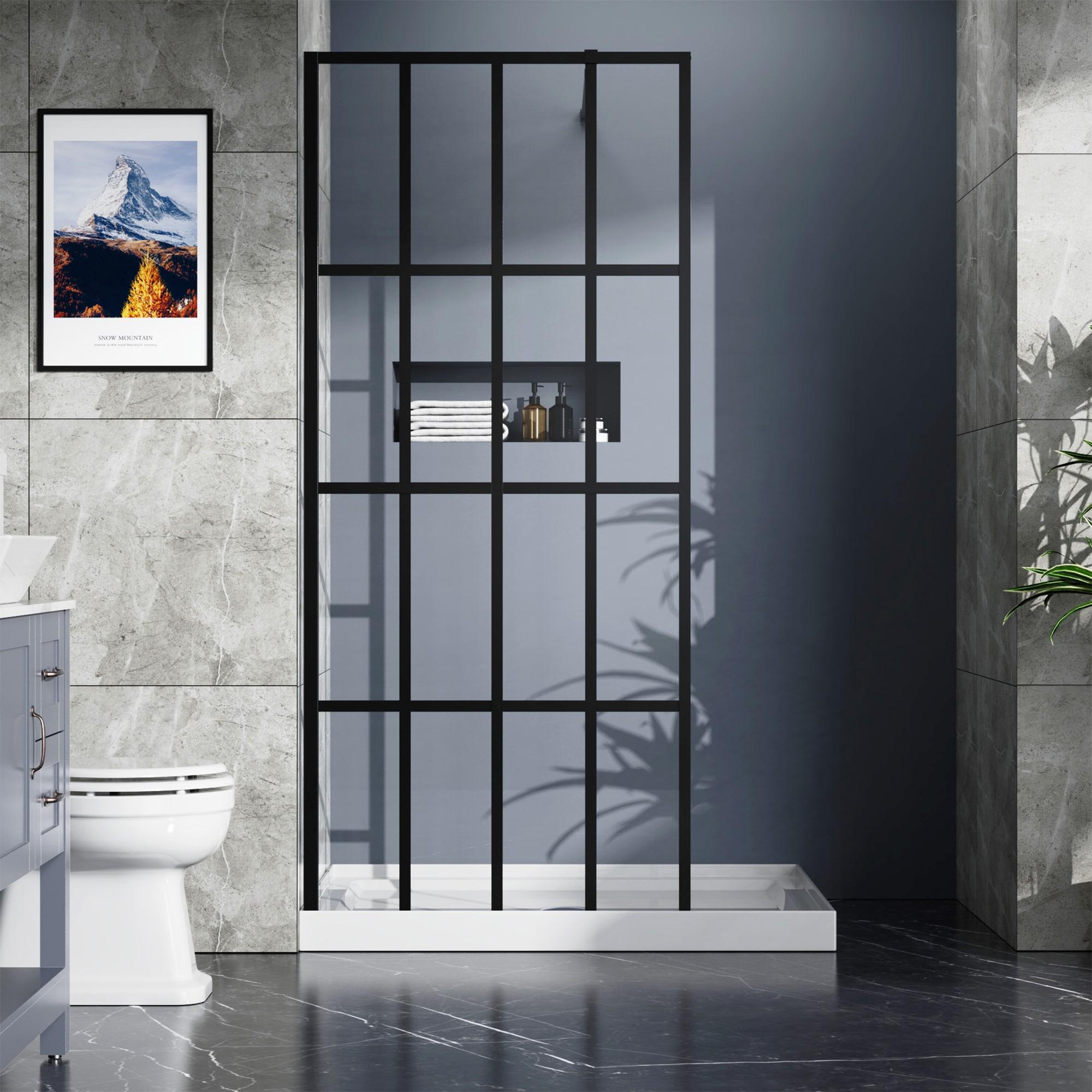 LIYU Goodyo 34" X 72" Shower Door Walk-in Black Finish LIYU-XX-W122346711