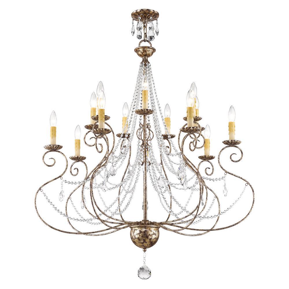 Isabella European Bronze 14-Light Crystal Chandelier