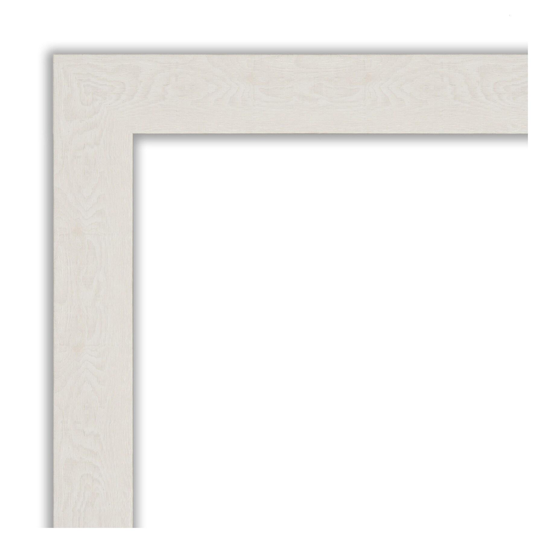 23" x 23" Rustic Plank White Framed Bathroom Vanity Wall Mirror - Amanti Art: Square Polystyrene Frame, Wall Mount