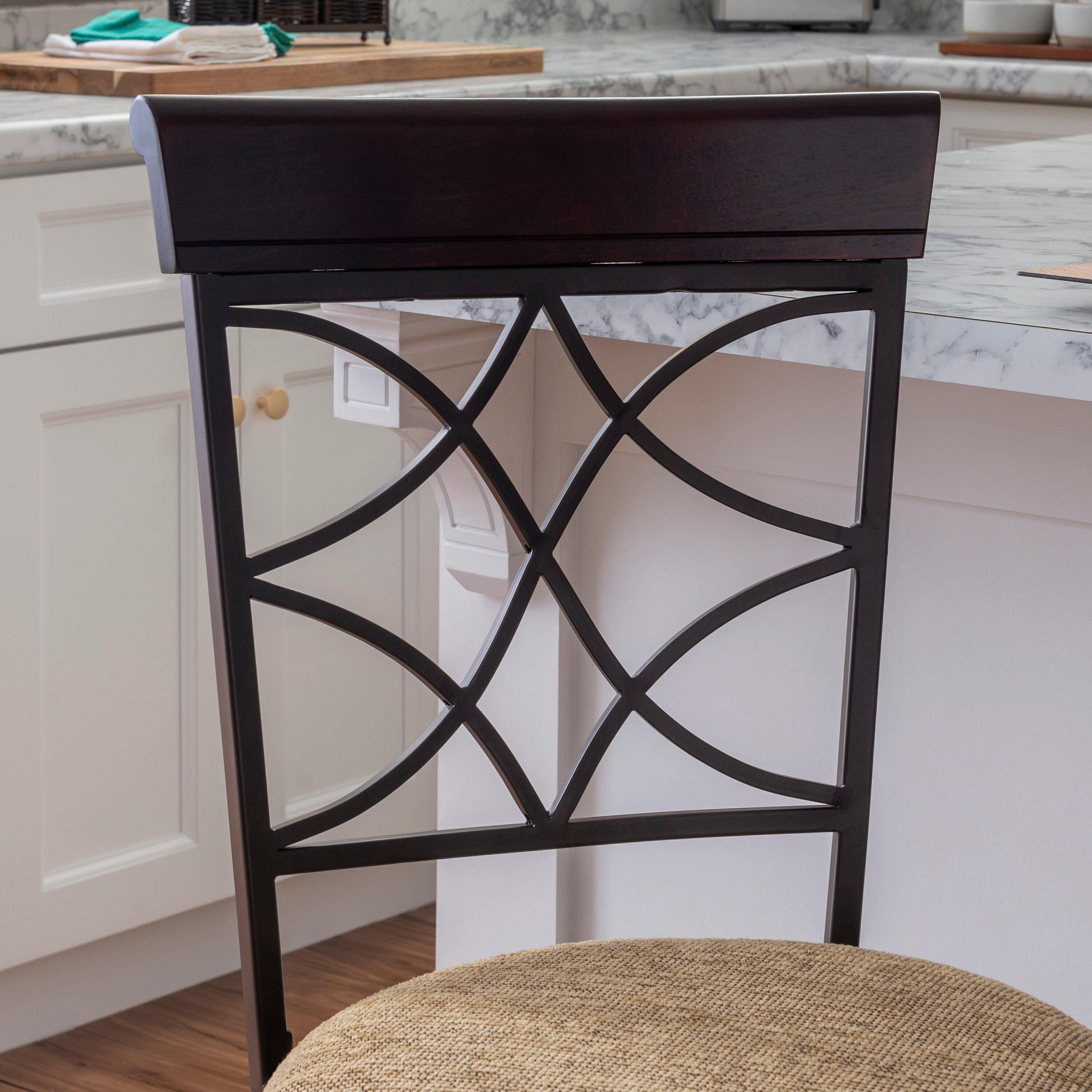 Linon Curves Counter Bar Stool, Metallic Brown, 24 inches Seat Height