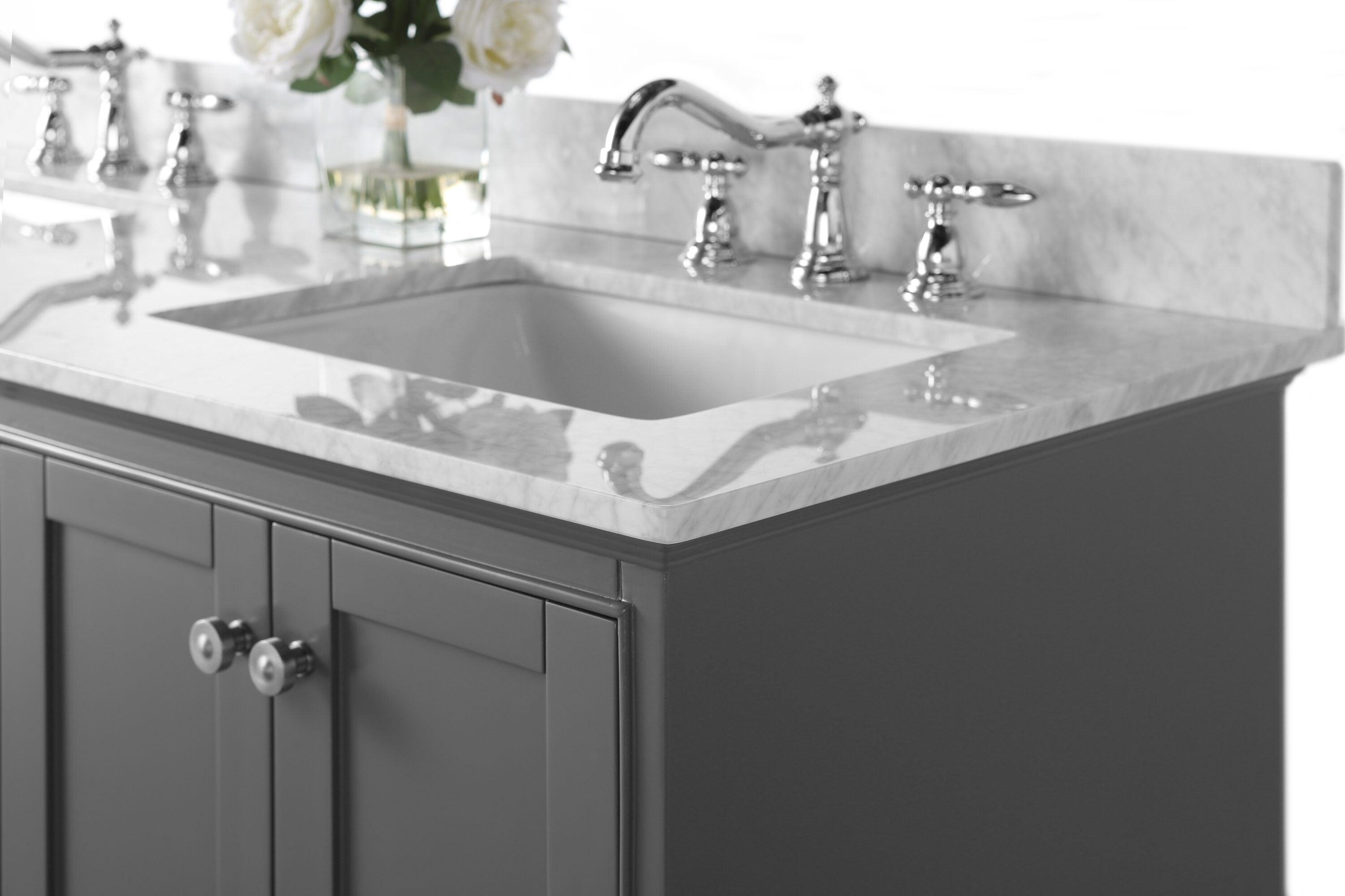 Audrey 60" Sapphire Gray Double Sink Vanity with Marble Top