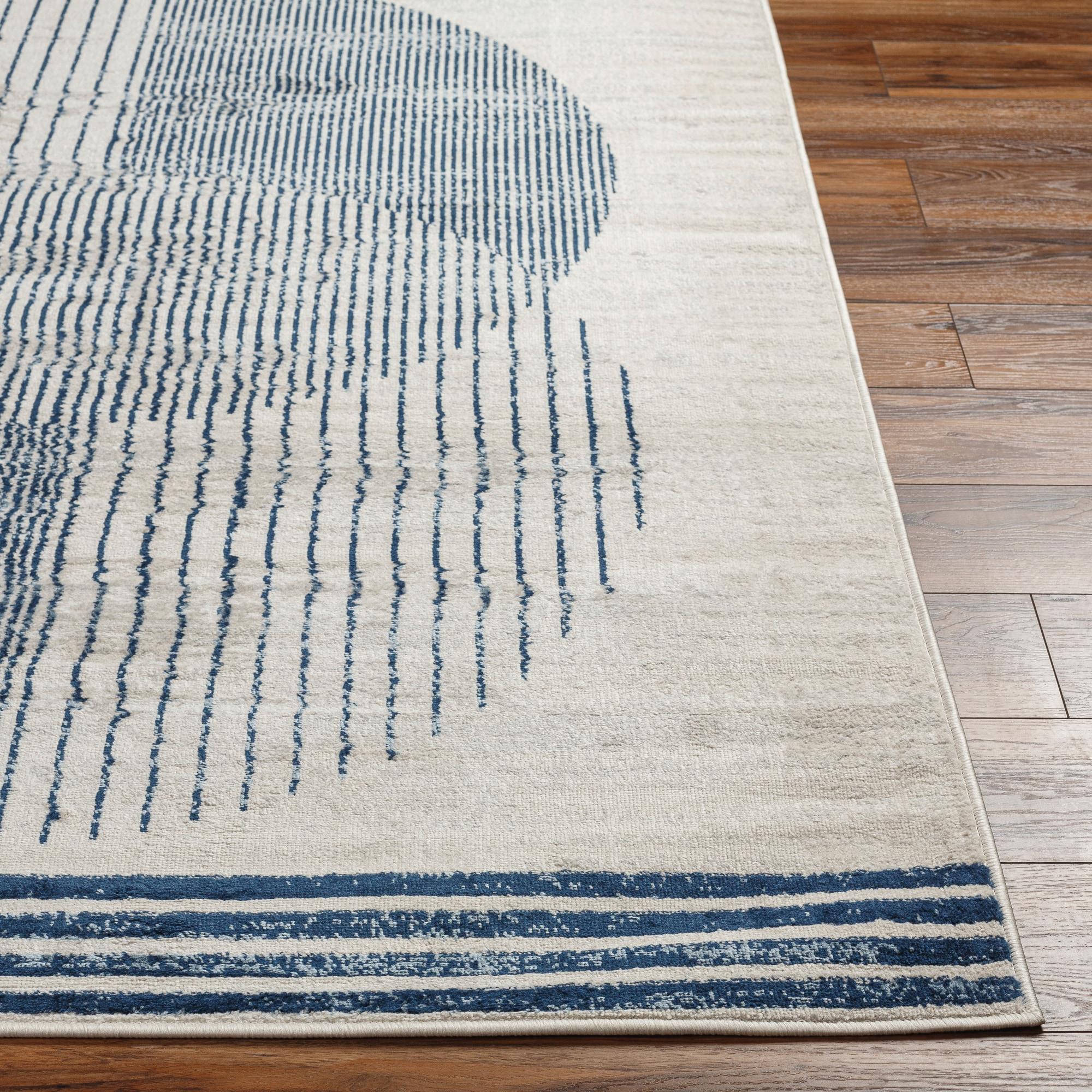 Blue Rectangular 8' x 10' Synthetic Reversible Area Rug